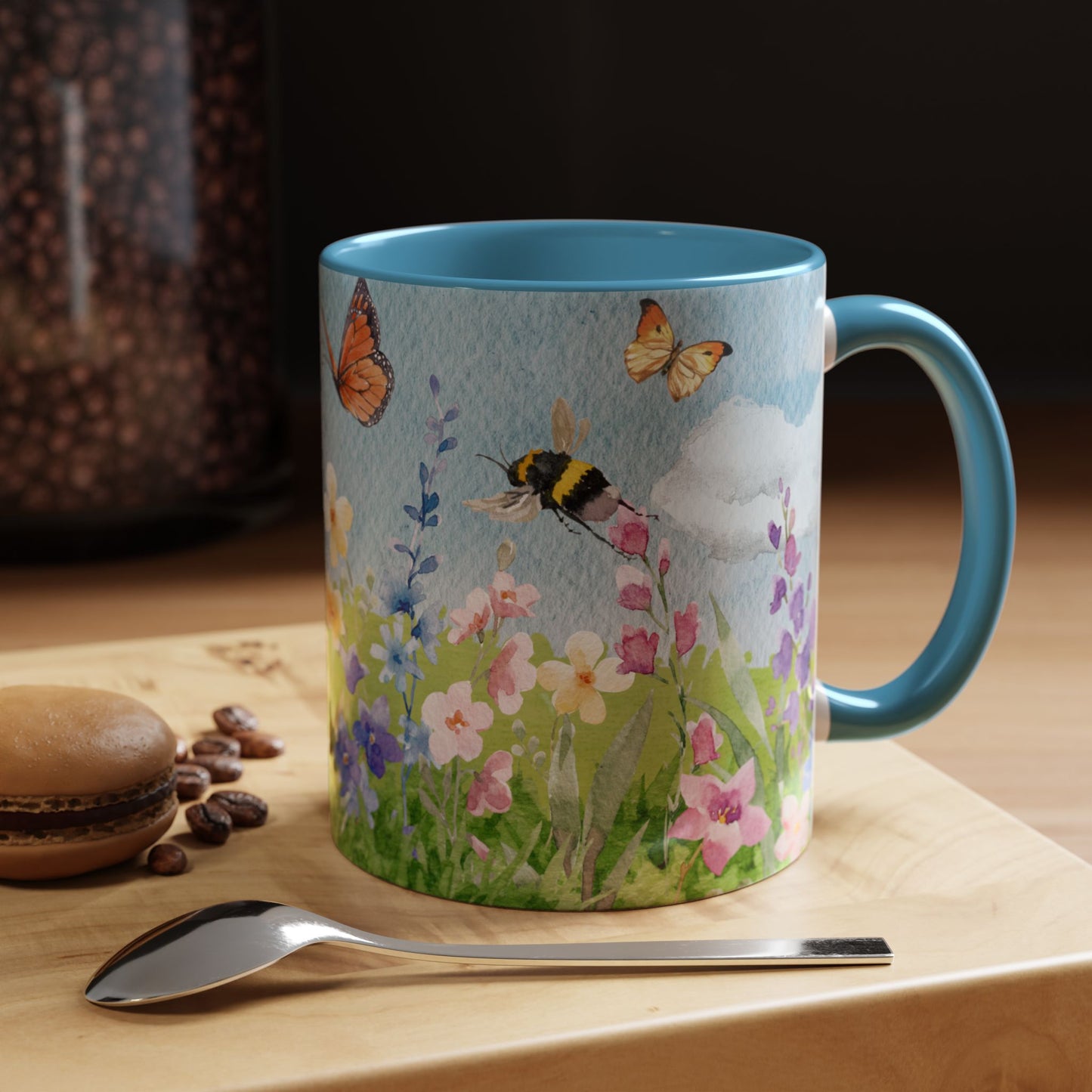 Butterfly Blossom Accent Coffee Mug - 11 & 15oz Floral Design for Nature Lovers