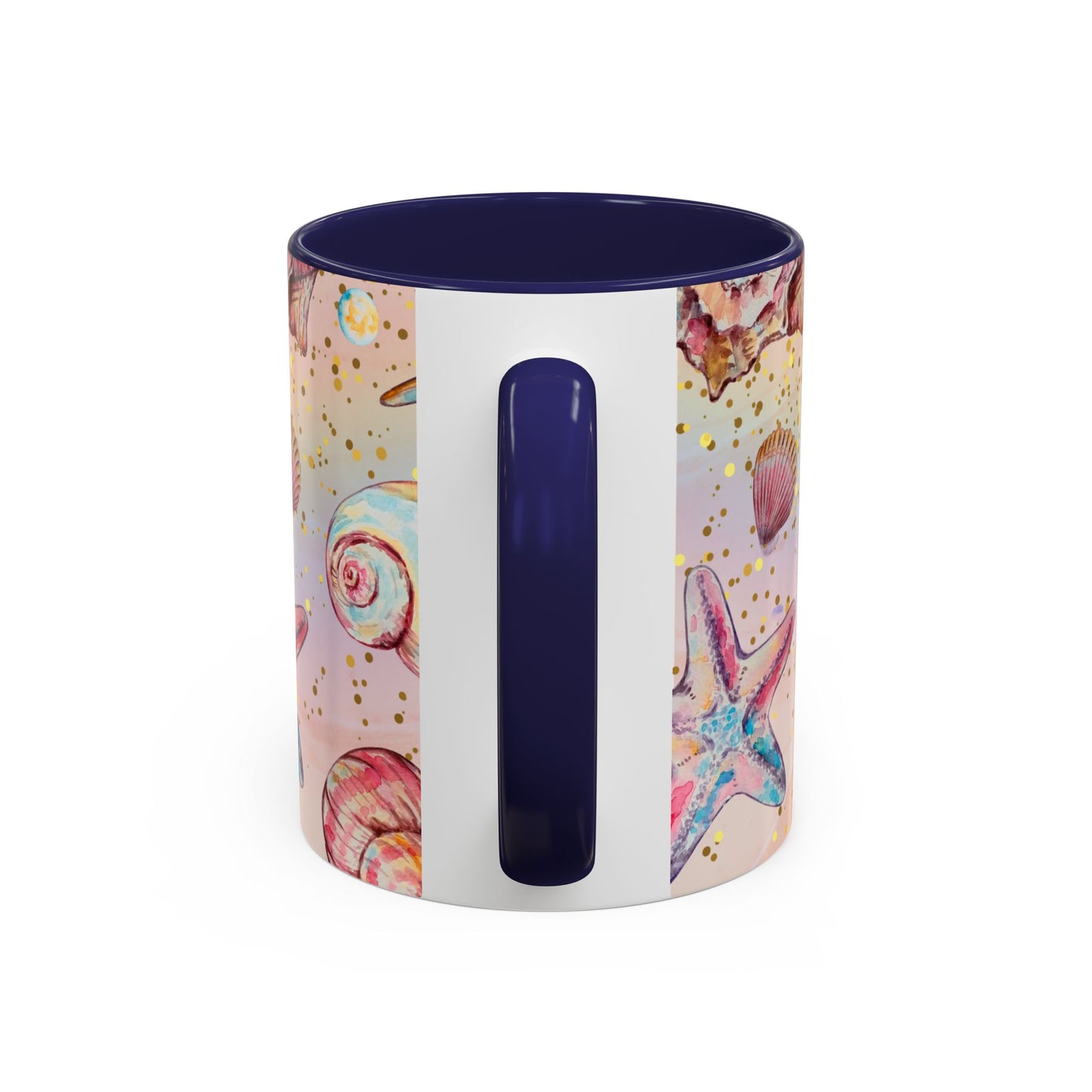 Beach-Themed Accent Coffee Mug - Vibrant Shells and Stars Design