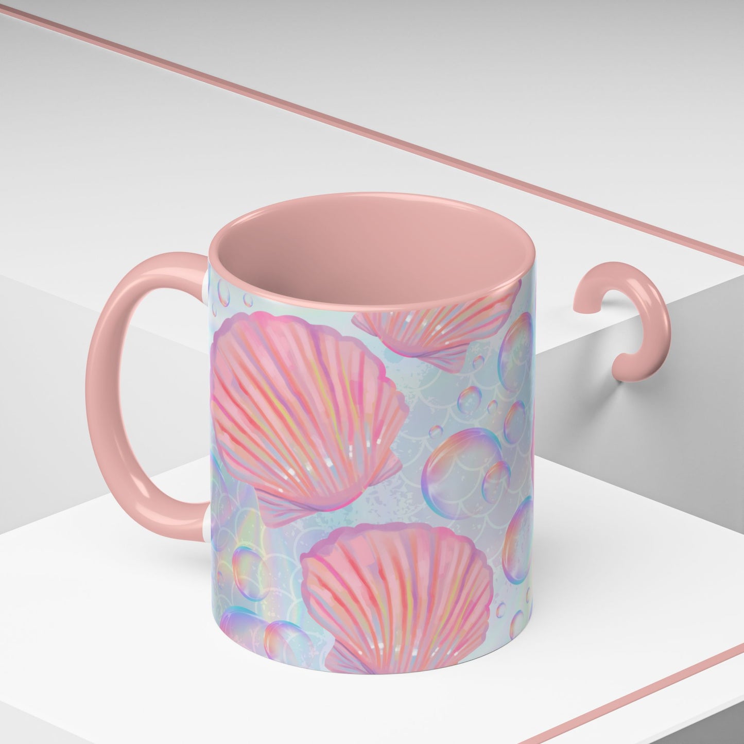 Pastel Seashells Coffee Mug - Ocean-Inspired Drinkware for Beach Lovers