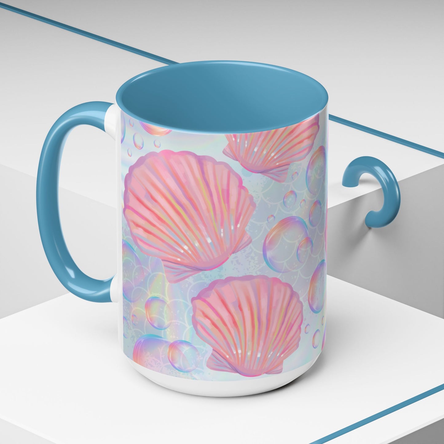 Pastel Seashells Coffee Mug - Ocean-Inspired Drinkware for Beach Lovers
