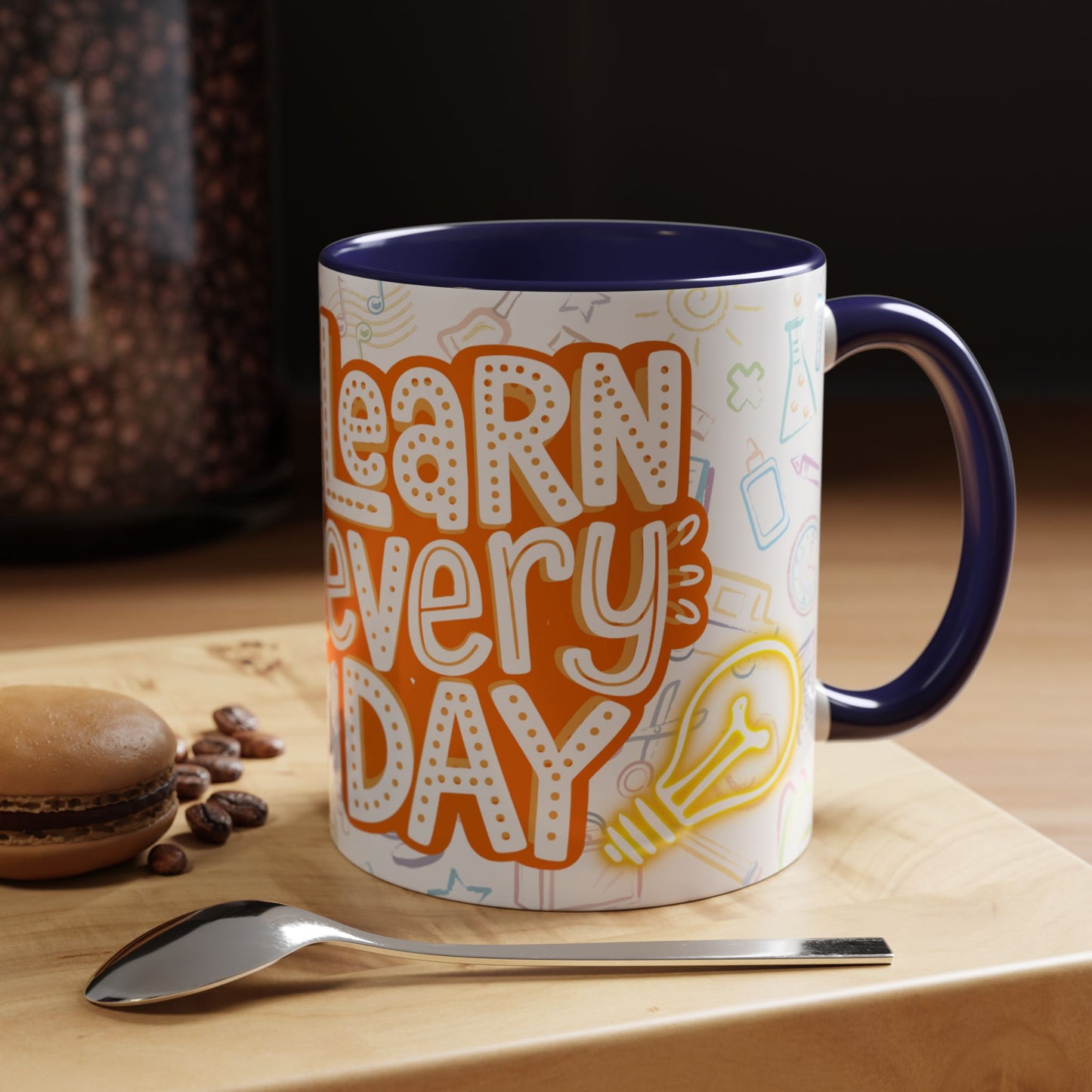 Inspirational Learn Every Day Coffee Mug - Colorful Accent Mug for Teachers & Students