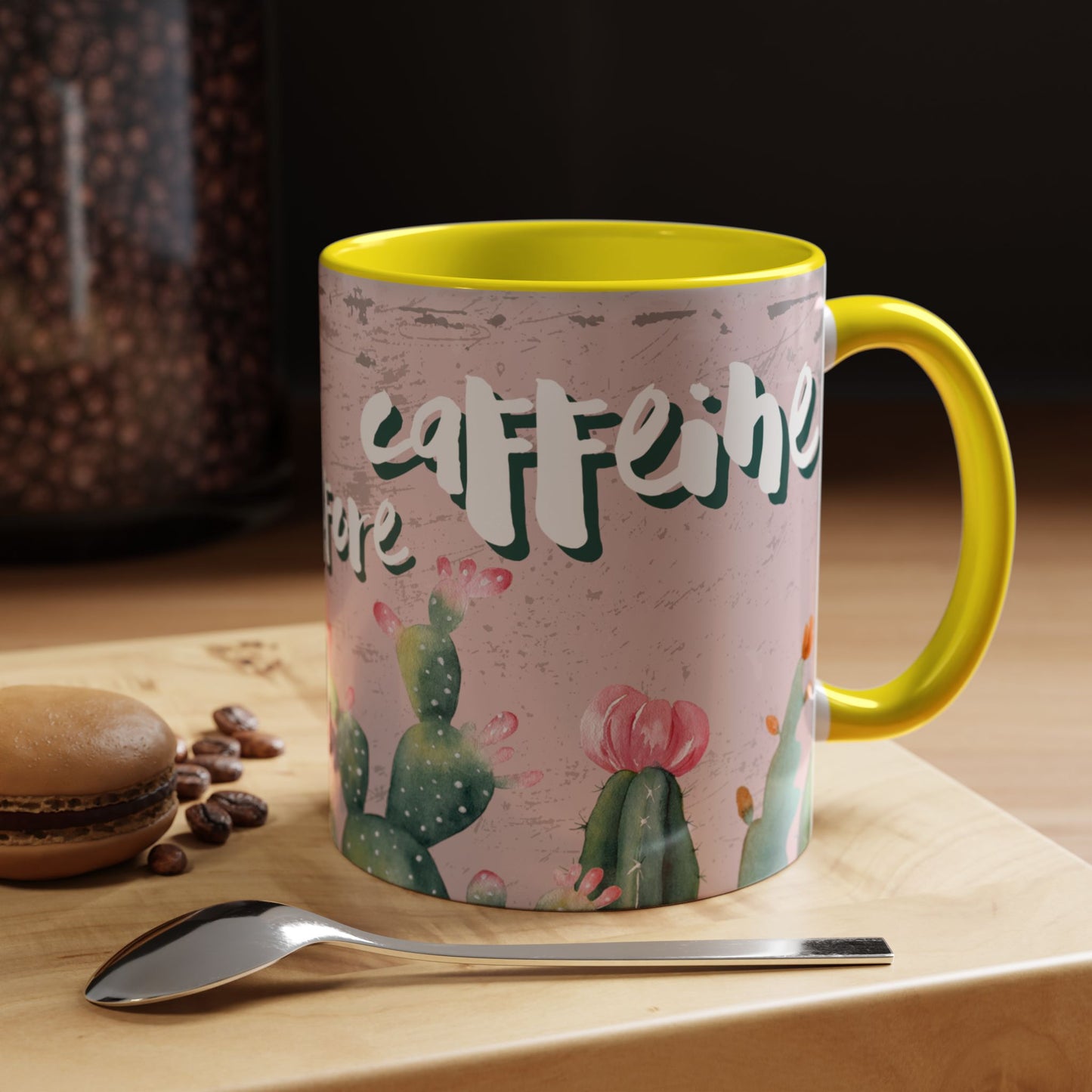 Cactus Accent Coffee Mug - "Prickly before Caffeine" - Perfect for Plant Lovers & Coffee Enthusiasts