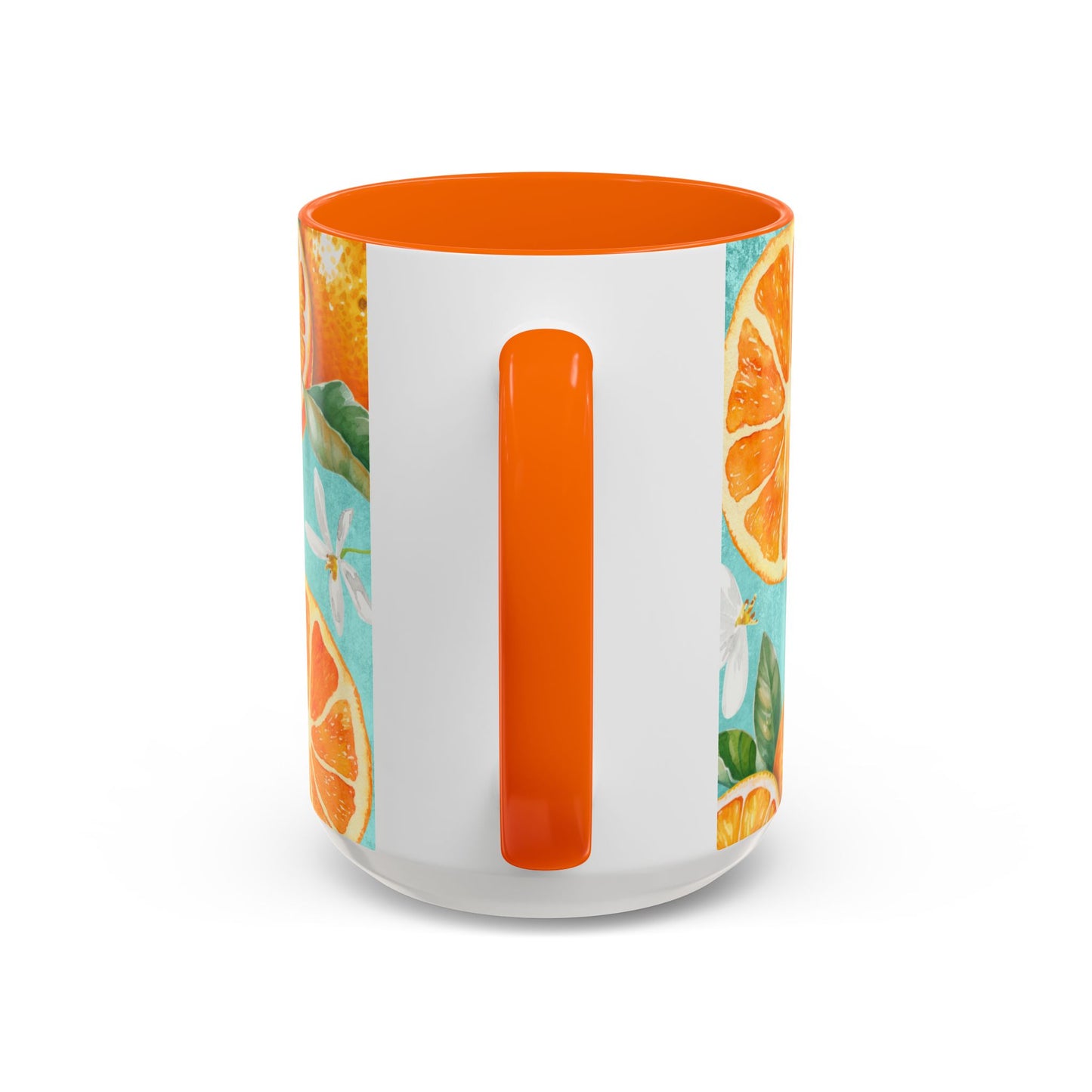 Citrus Accent Coffee Mug - Bright Orange Floral Design, Perfect for Summer Mornings
