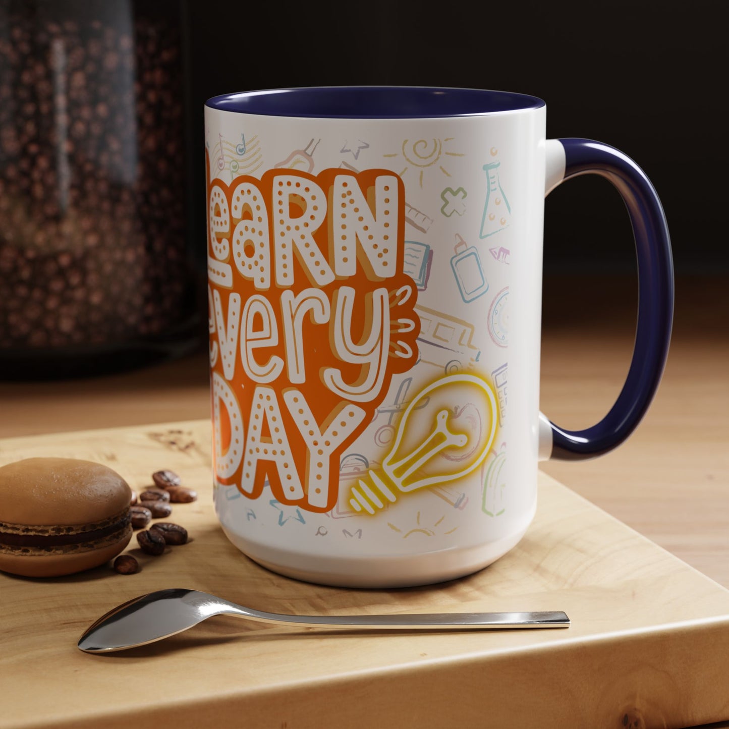 Inspirational Learn Every Day Coffee Mug - Colorful Accent Mug for Teachers & Students