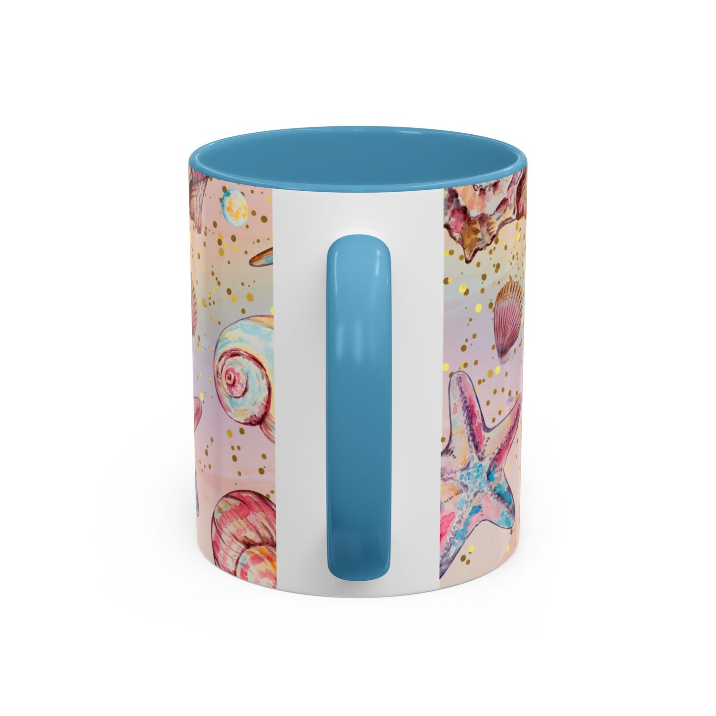 Beach-Themed Accent Coffee Mug - Vibrant Shells and Stars Design