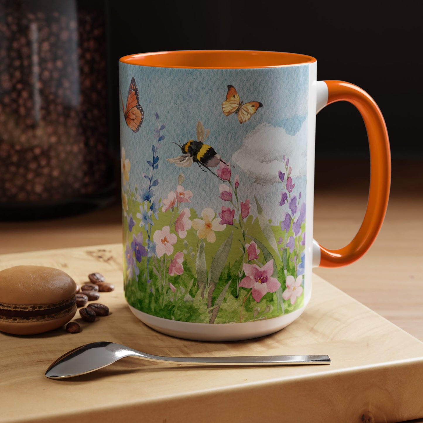 Butterfly Blossom Accent Coffee Mug - 11 & 15oz Floral Design for Nature Lovers