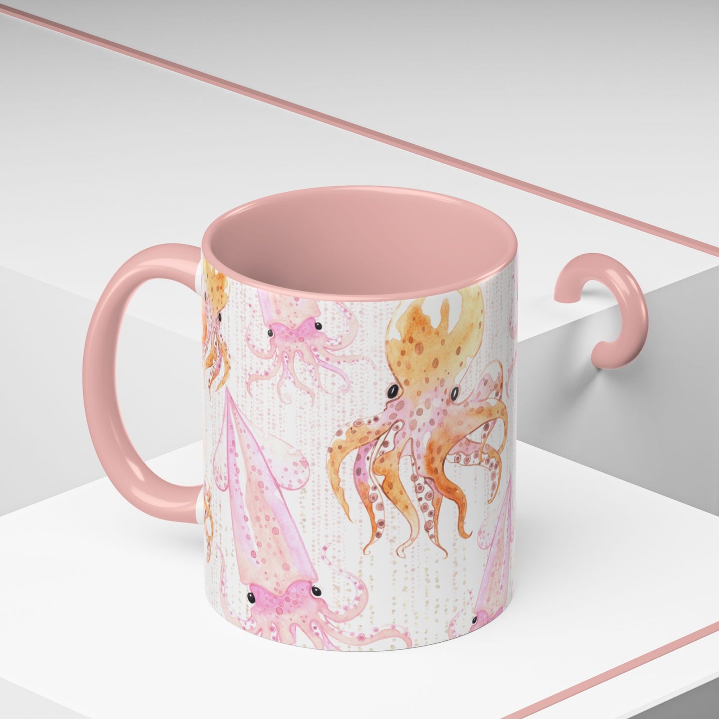 Whimsical Octopus & Squid Accent Coffee Mug - 11 & 15oz - Perfect for Sea Lovers