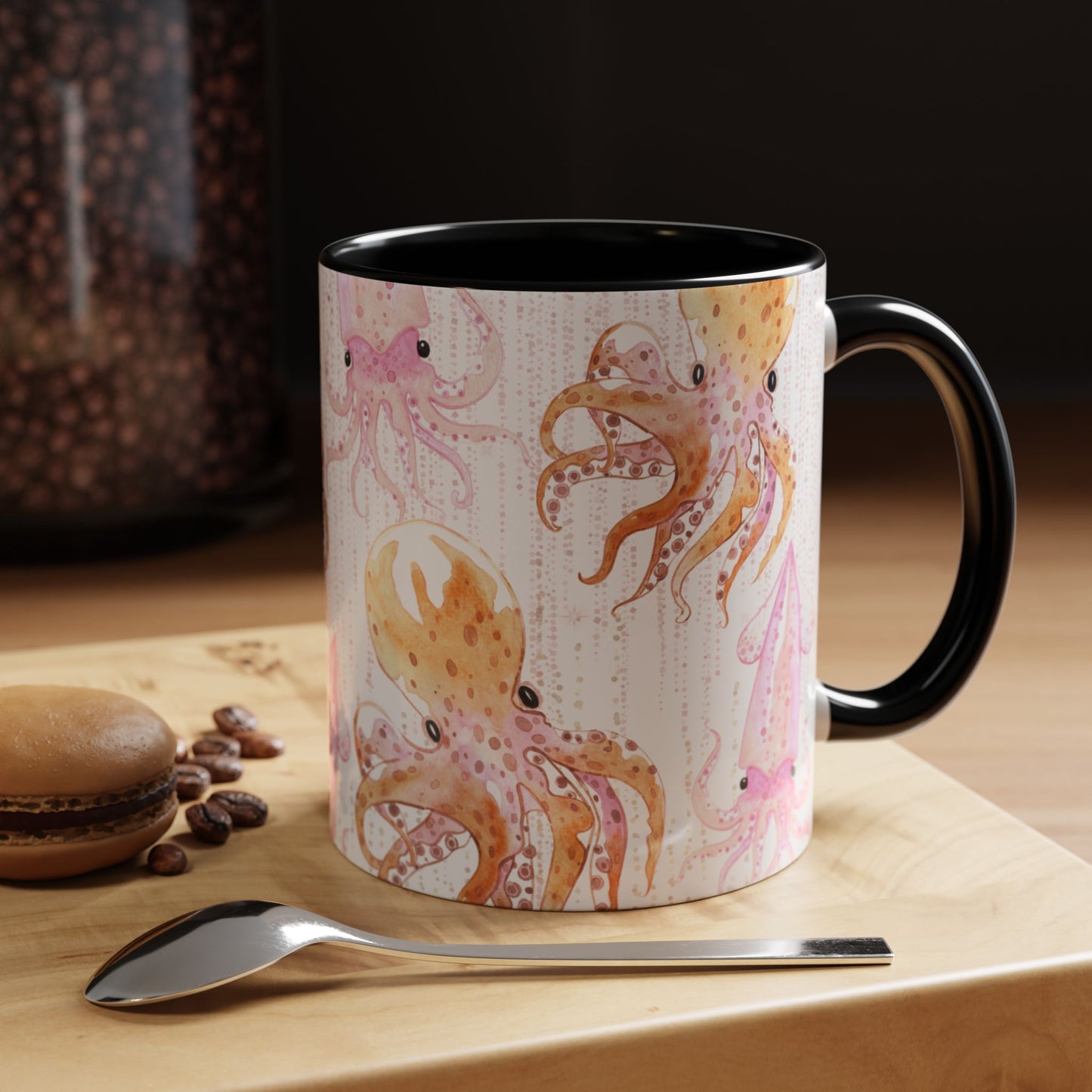 Whimsical Octopus & Squid Accent Coffee Mug - 11 & 15oz - Perfect for Sea Lovers
