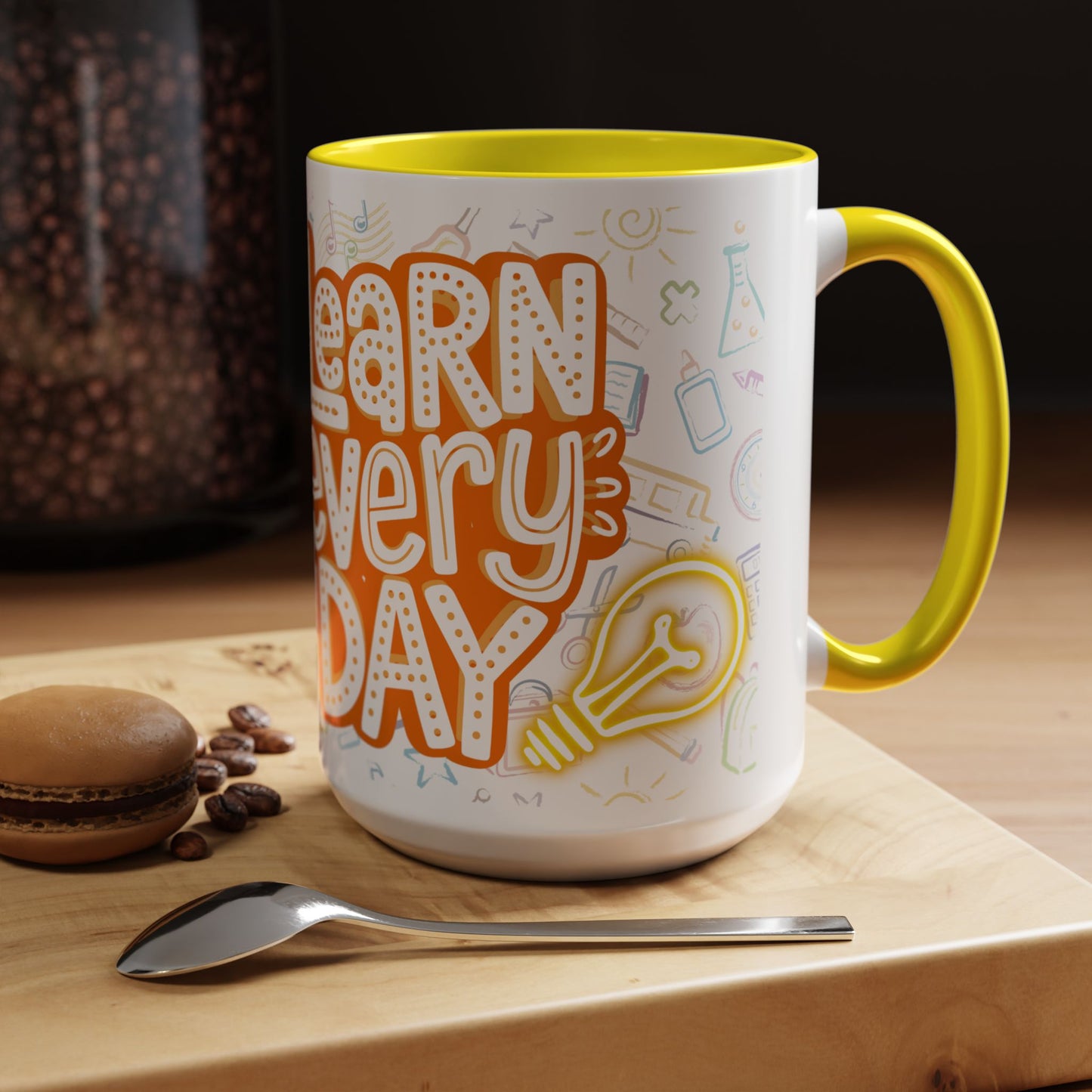 Inspirational Learn Every Day Coffee Mug - Colorful Accent Mug for Teachers & Students