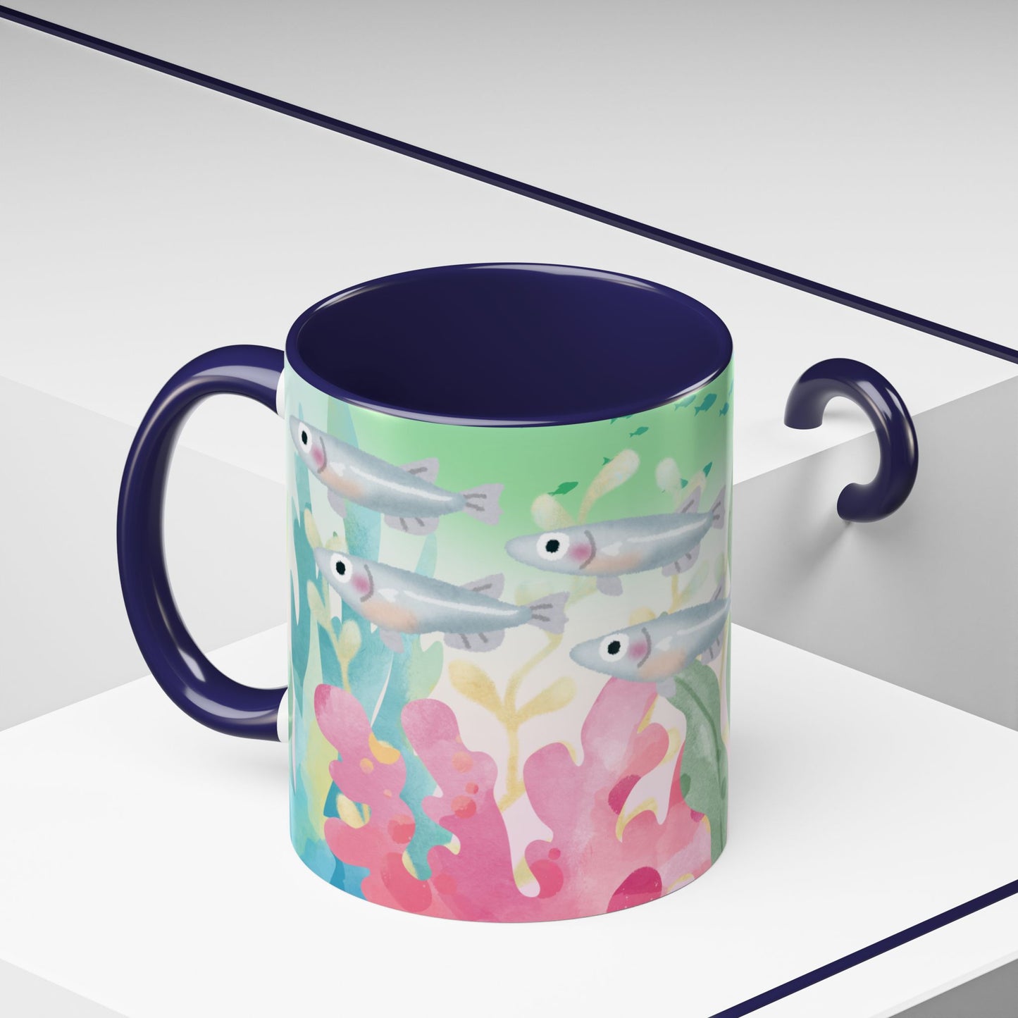 Colorful Coral Reef Accent Coffee Mug - Vibrant Ocean Life Design