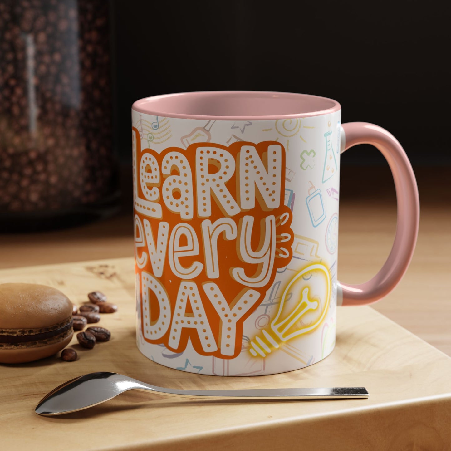Inspirational Learn Every Day Coffee Mug - Colorful Accent Mug for Teachers & Students