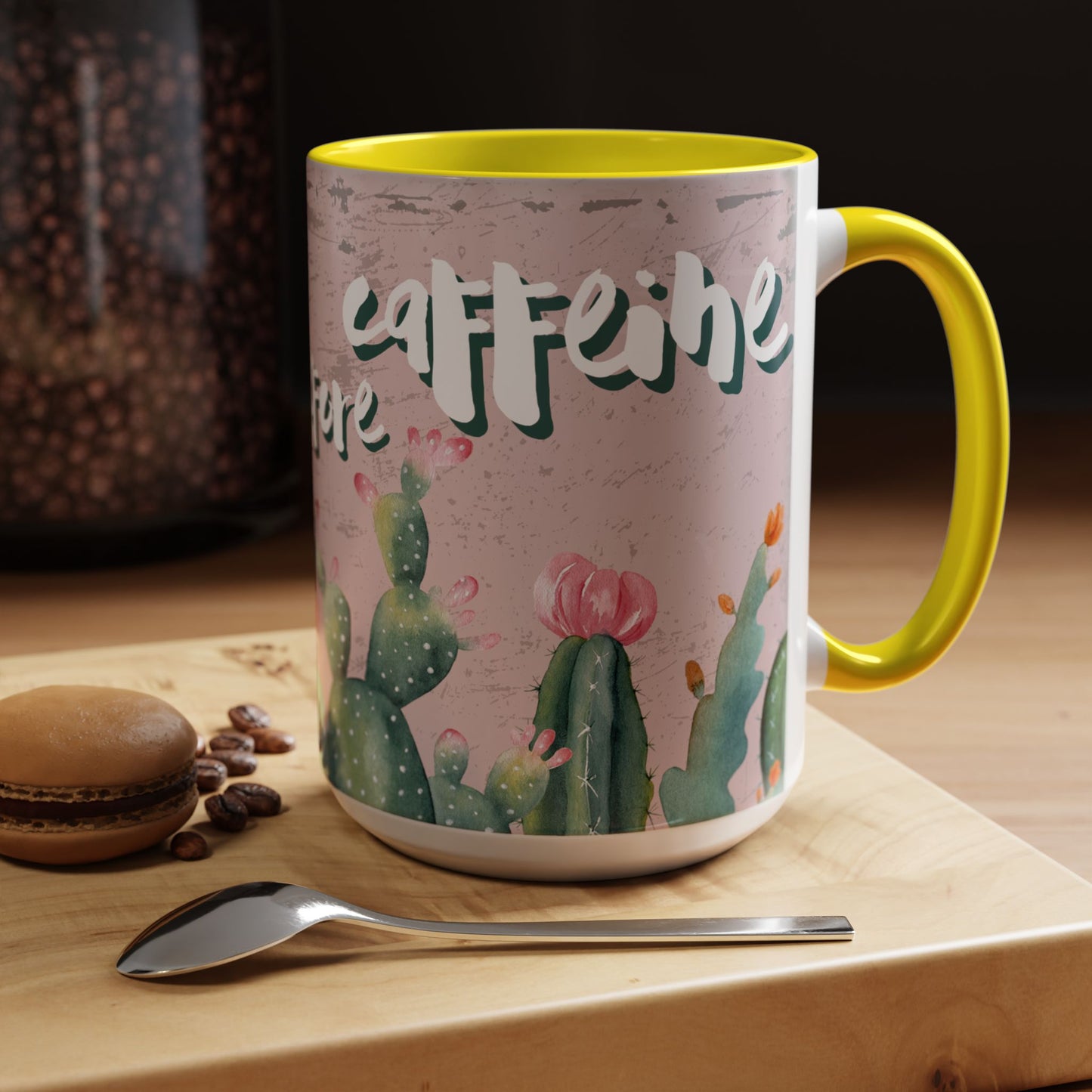 Cactus Accent Coffee Mug - "Prickly before Caffeine" - Perfect for Plant Lovers & Coffee Enthusiasts