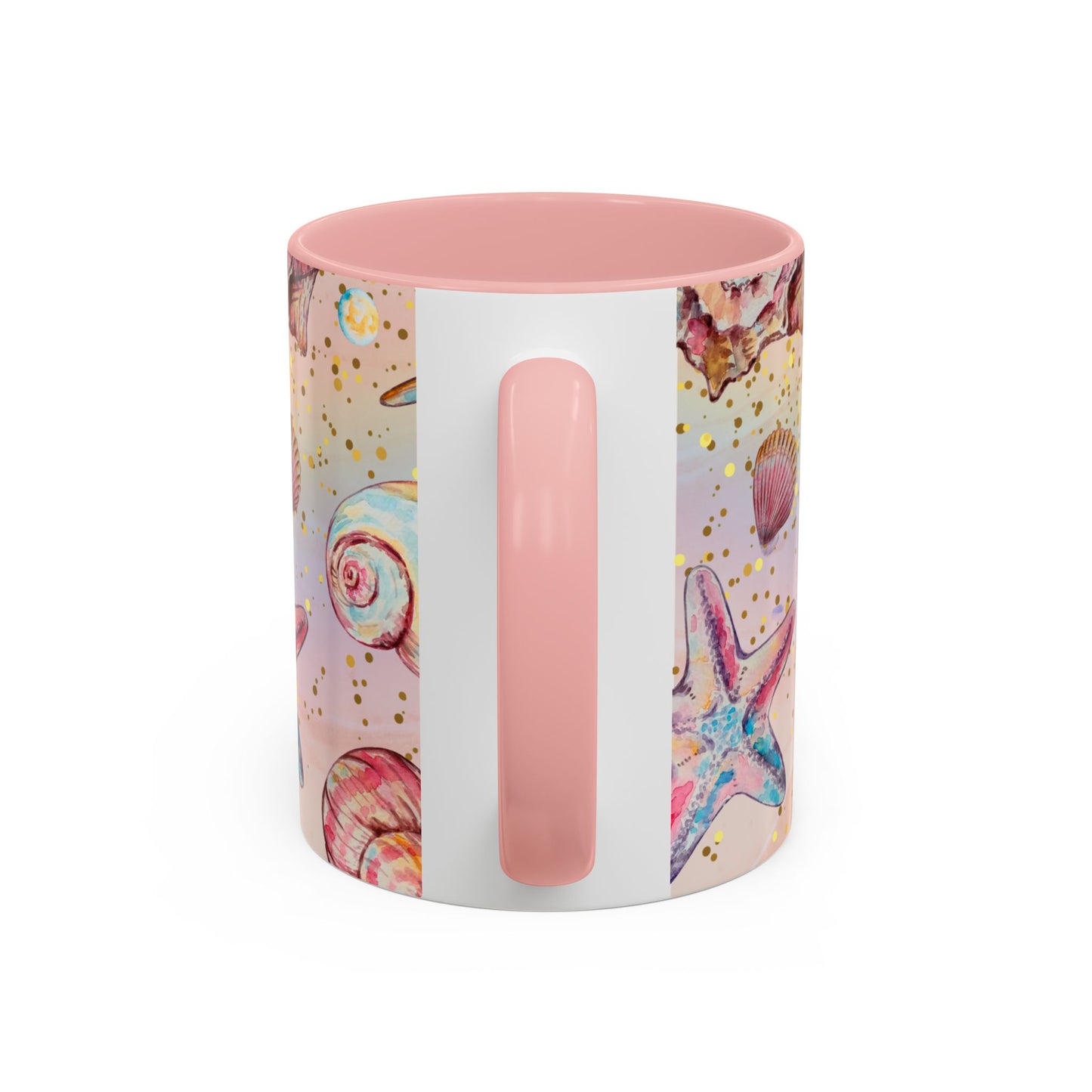 Beach-Themed Accent Coffee Mug - Vibrant Shells and Stars Design
