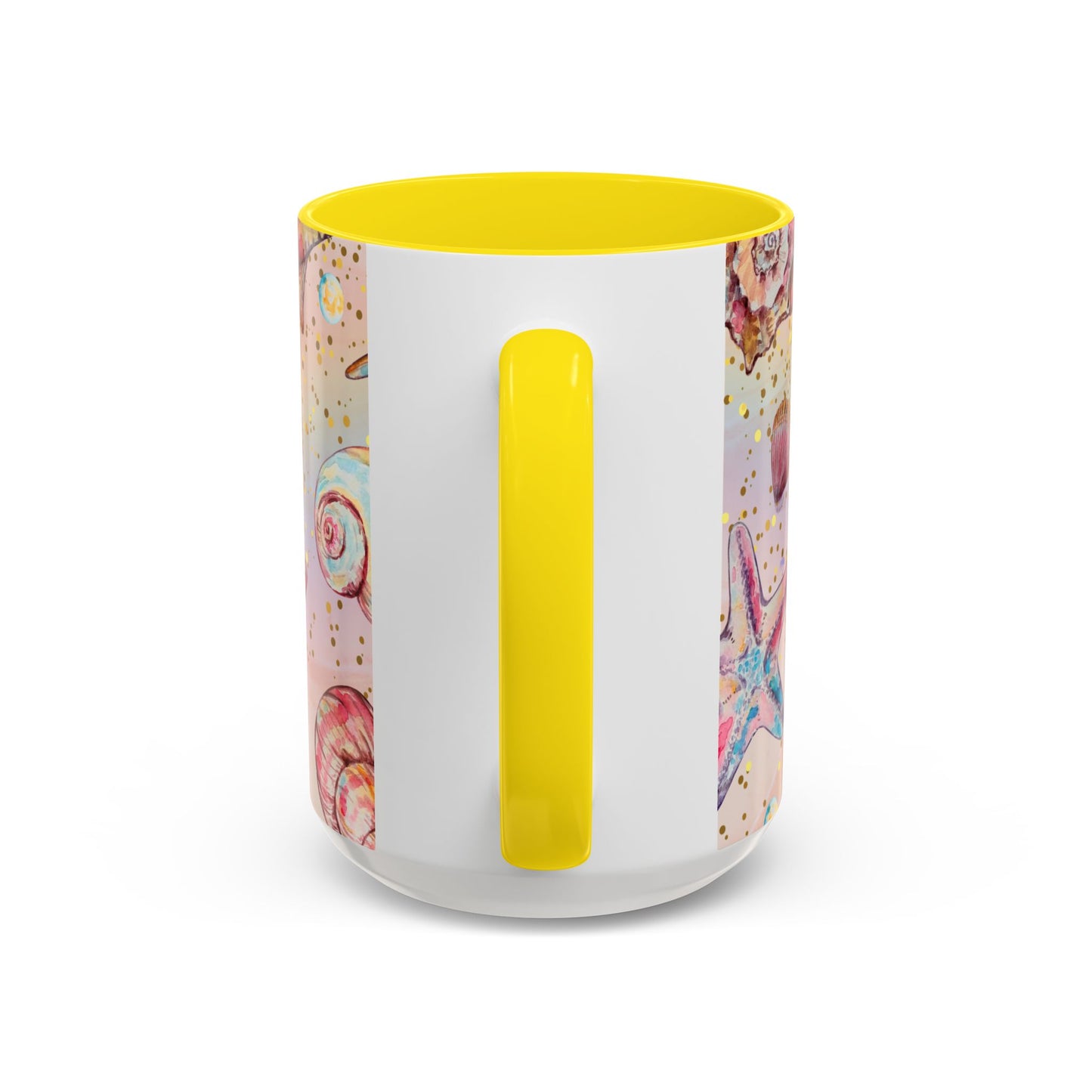 Beach-Themed Accent Coffee Mug - Vibrant Shells and Stars Design