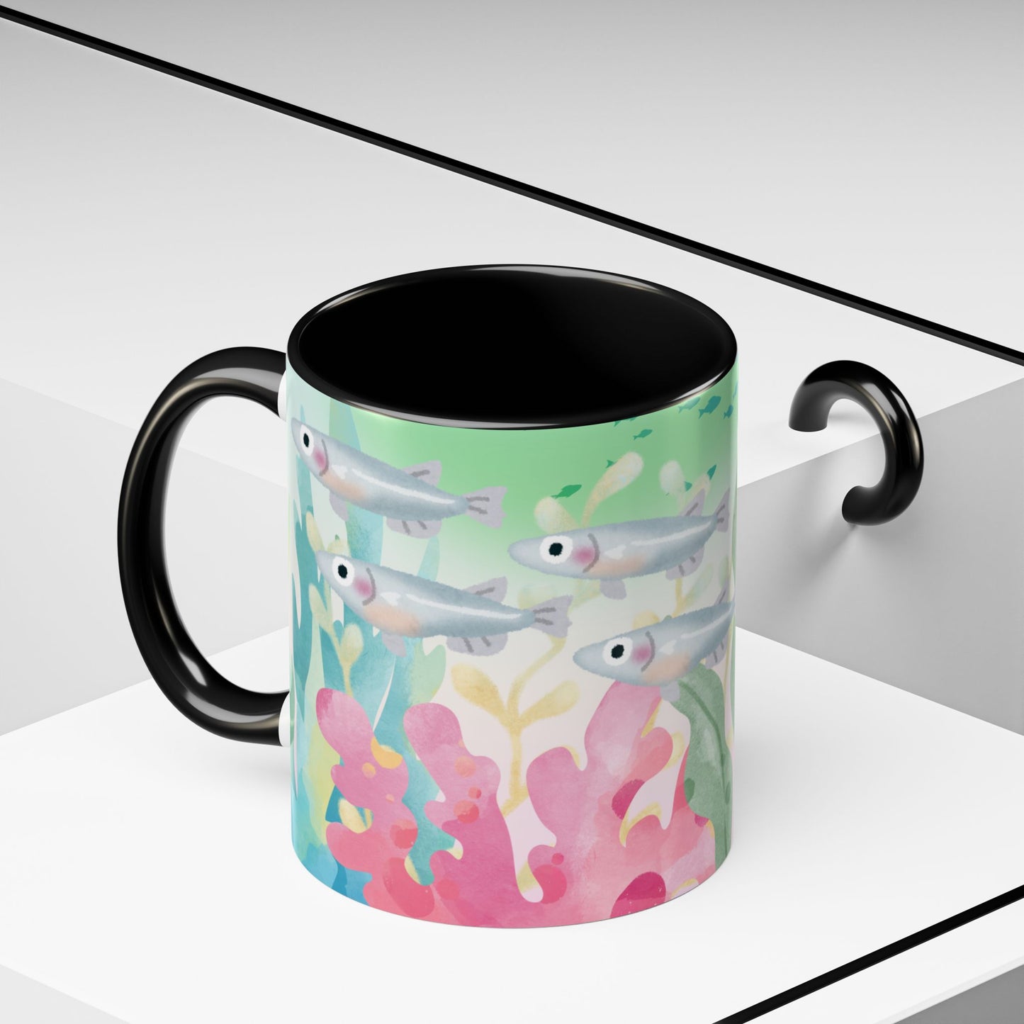 Colorful Coral Reef Accent Coffee Mug - Vibrant Ocean Life Design