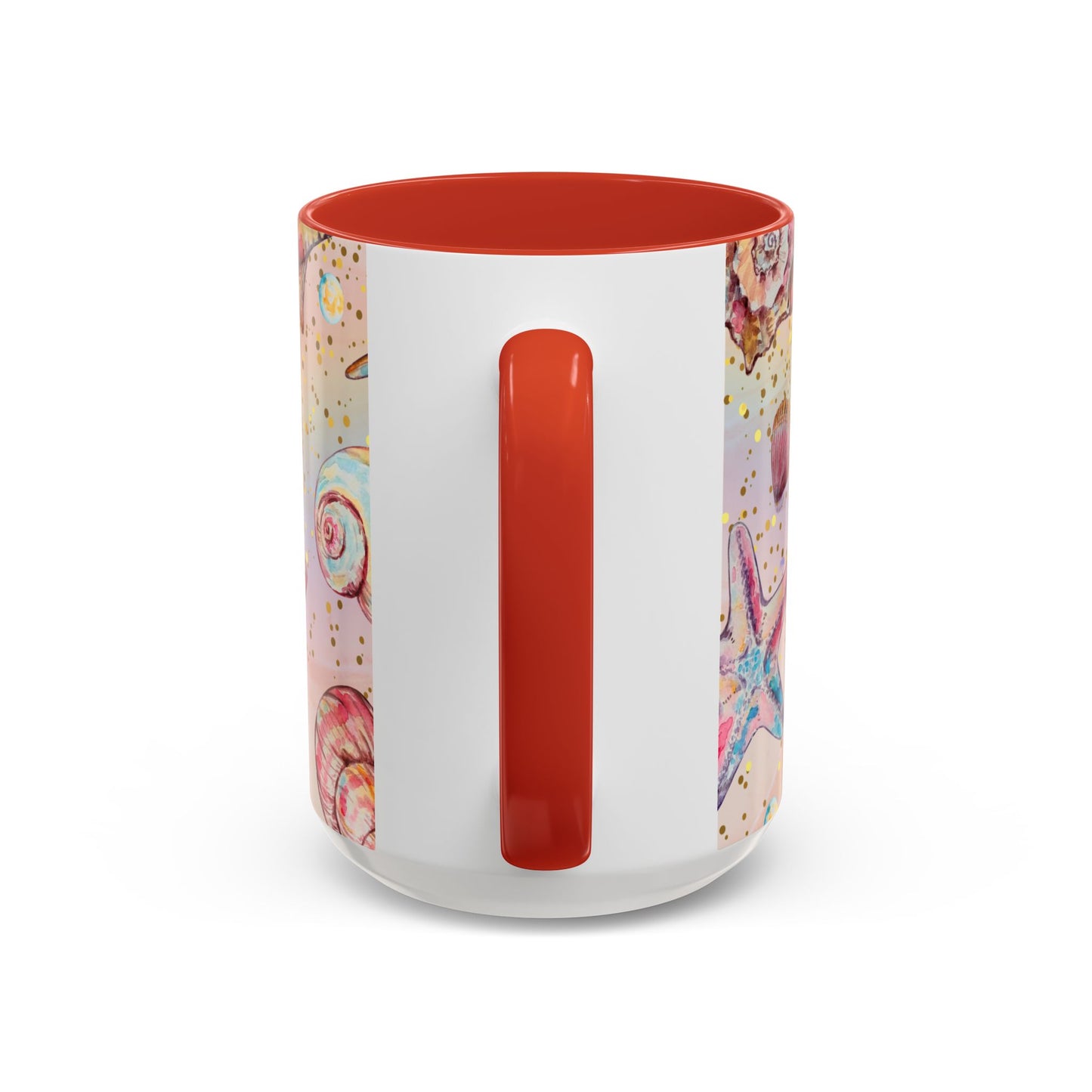 Beach-Themed Accent Coffee Mug - Vibrant Shells and Stars Design