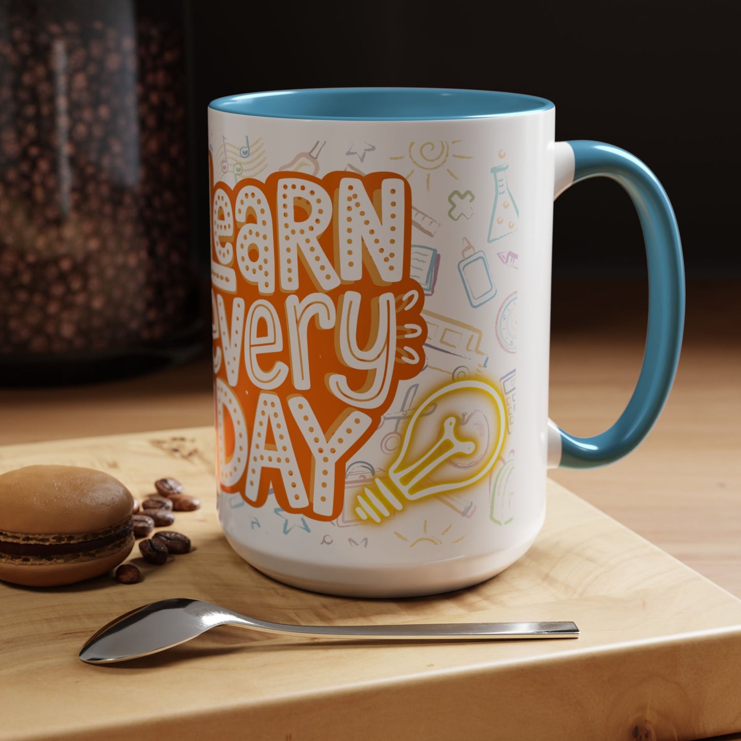 Inspirational Learn Every Day Coffee Mug - Colorful Accent Mug for Teachers & Students