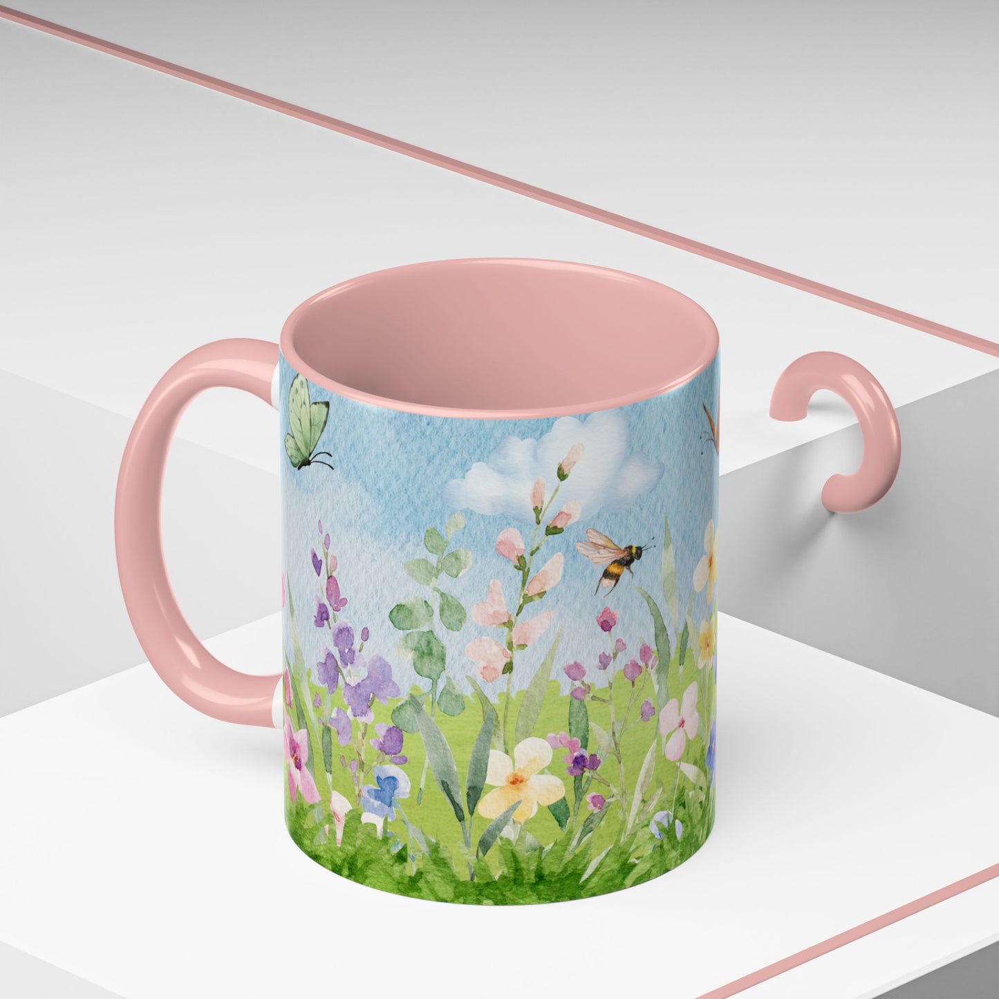 Butterfly Blossom Accent Coffee Mug - 11 & 15oz Floral Design for Nature Lovers