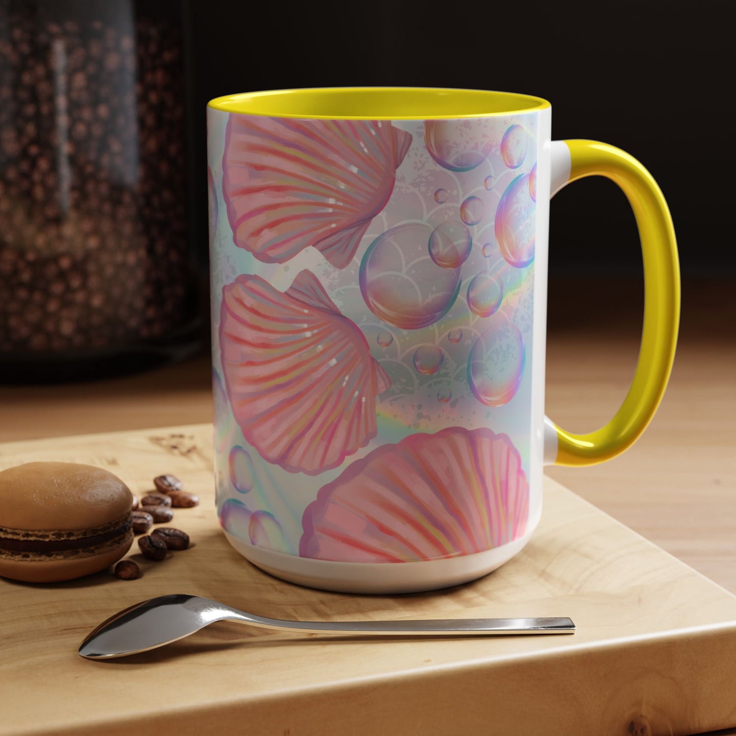Pastel Seashells Coffee Mug - Ocean-Inspired Drinkware for Beach Lovers