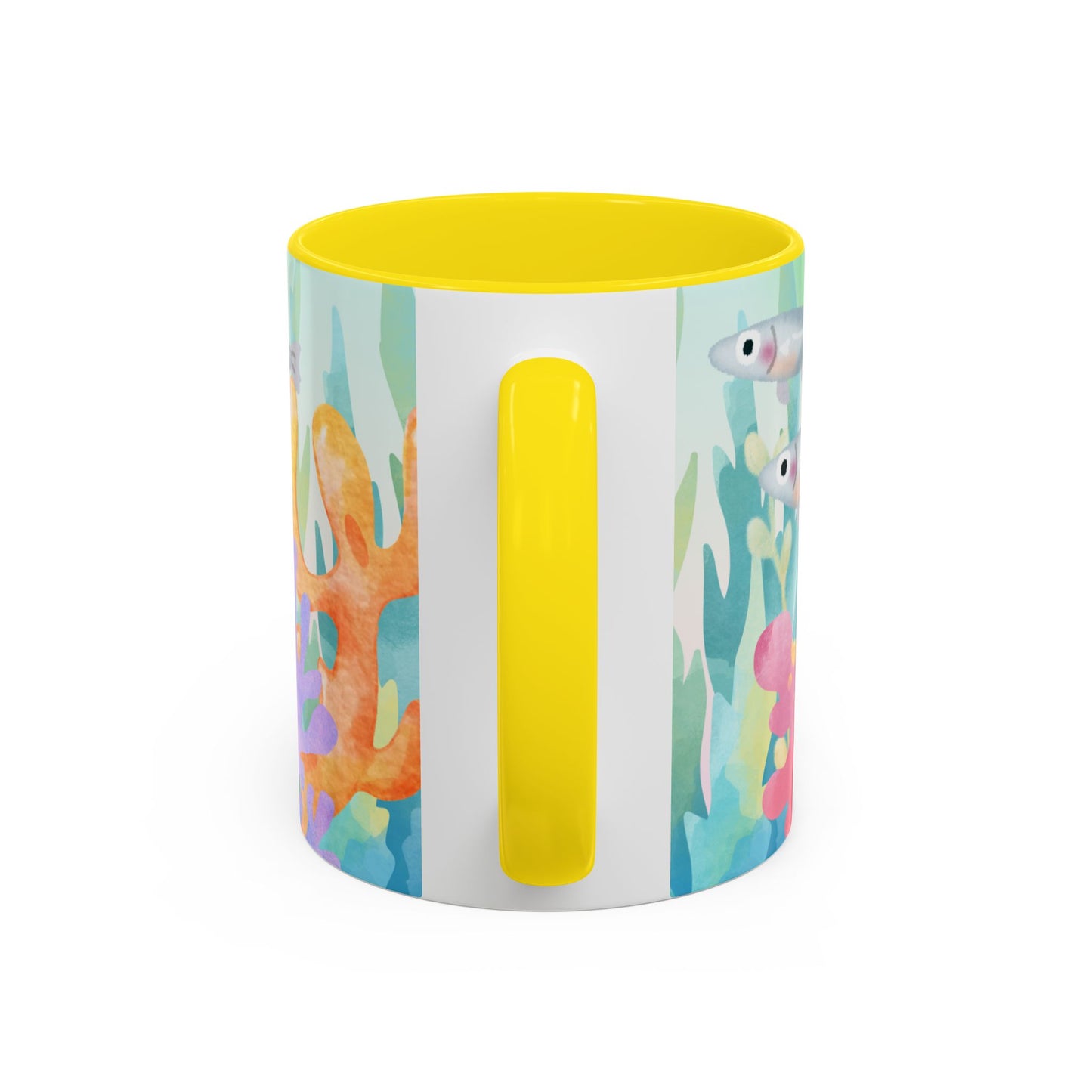 Colorful Coral Reef Accent Coffee Mug - Vibrant Ocean Life Design