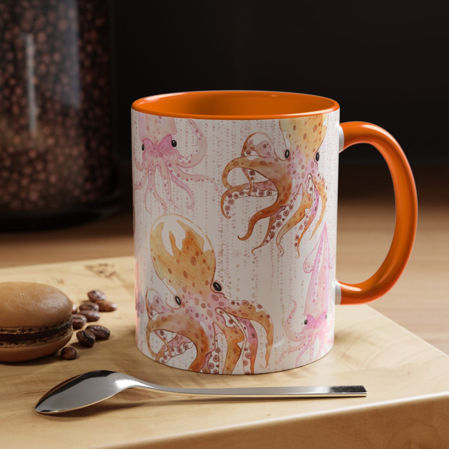Whimsical Octopus & Squid Accent Coffee Mug - 11 & 15oz - Perfect for Sea Lovers
