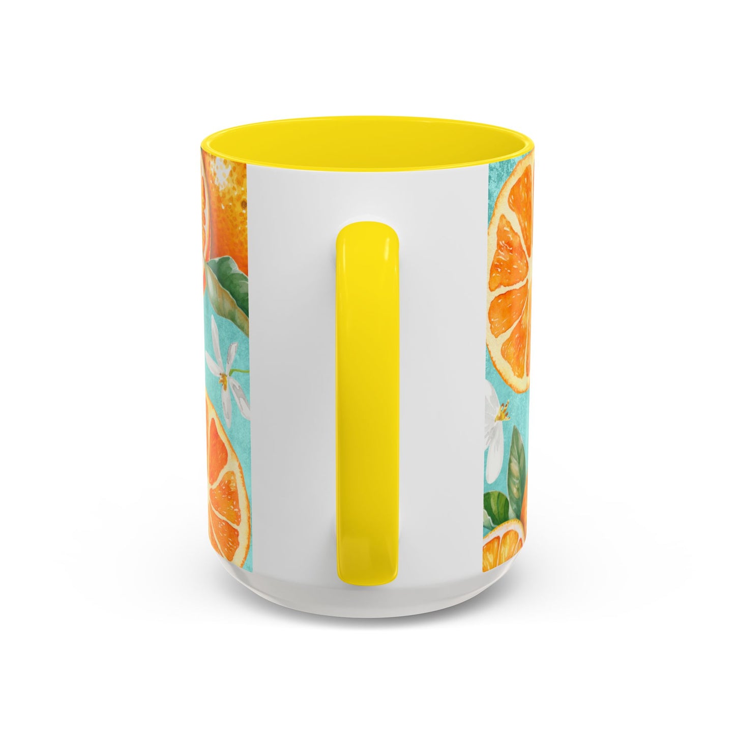 Citrus Accent Coffee Mug - Bright Orange Floral Design, Perfect for Summer Mornings