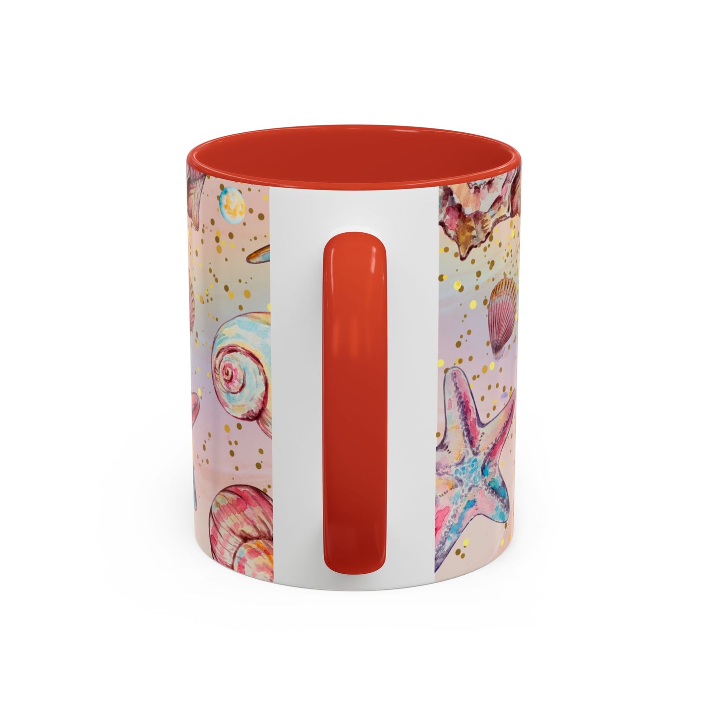 Beach-Themed Accent Coffee Mug - Vibrant Shells and Stars Design