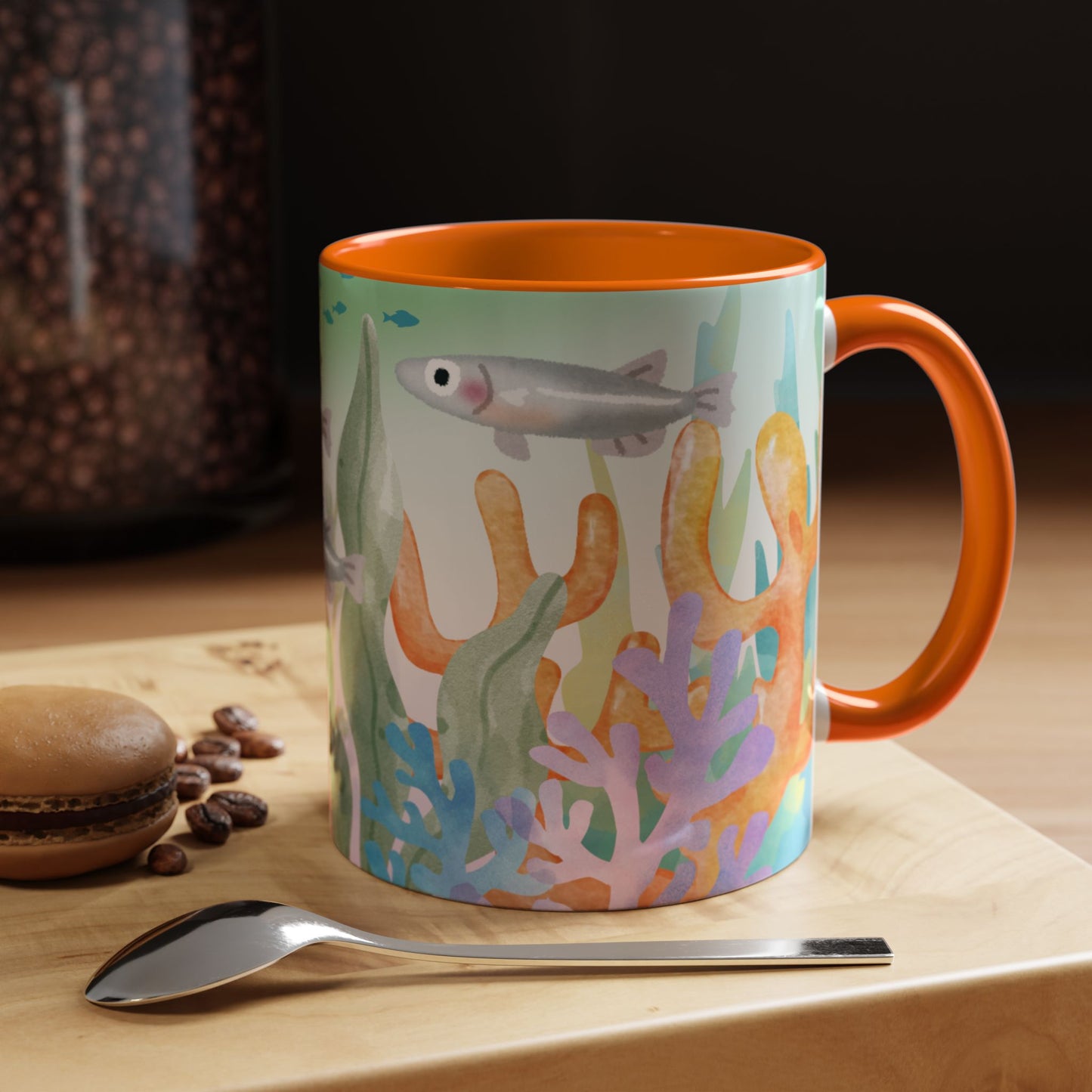 Colorful Coral Reef Accent Coffee Mug - Vibrant Ocean Life Design