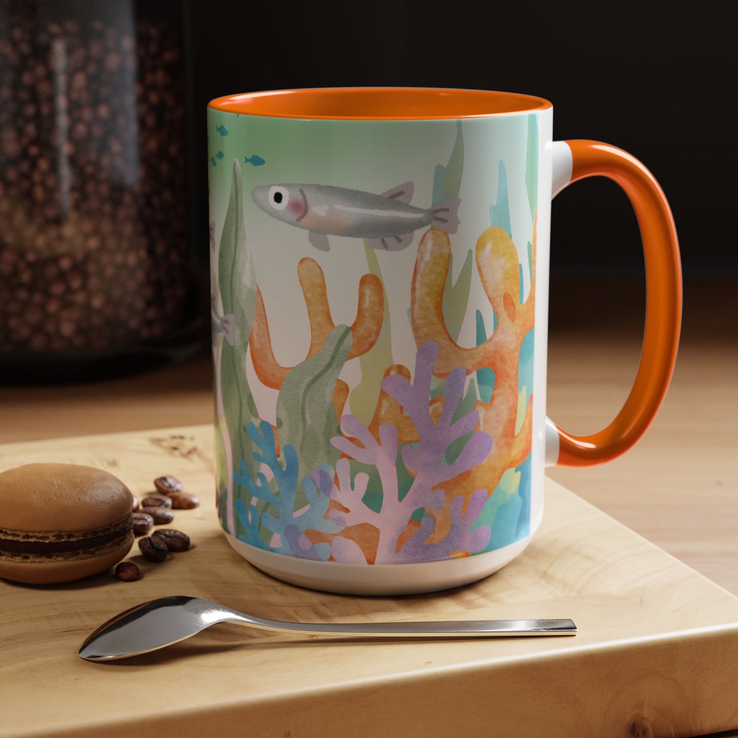 Colorful Coral Reef Accent Coffee Mug - Vibrant Ocean Life Design