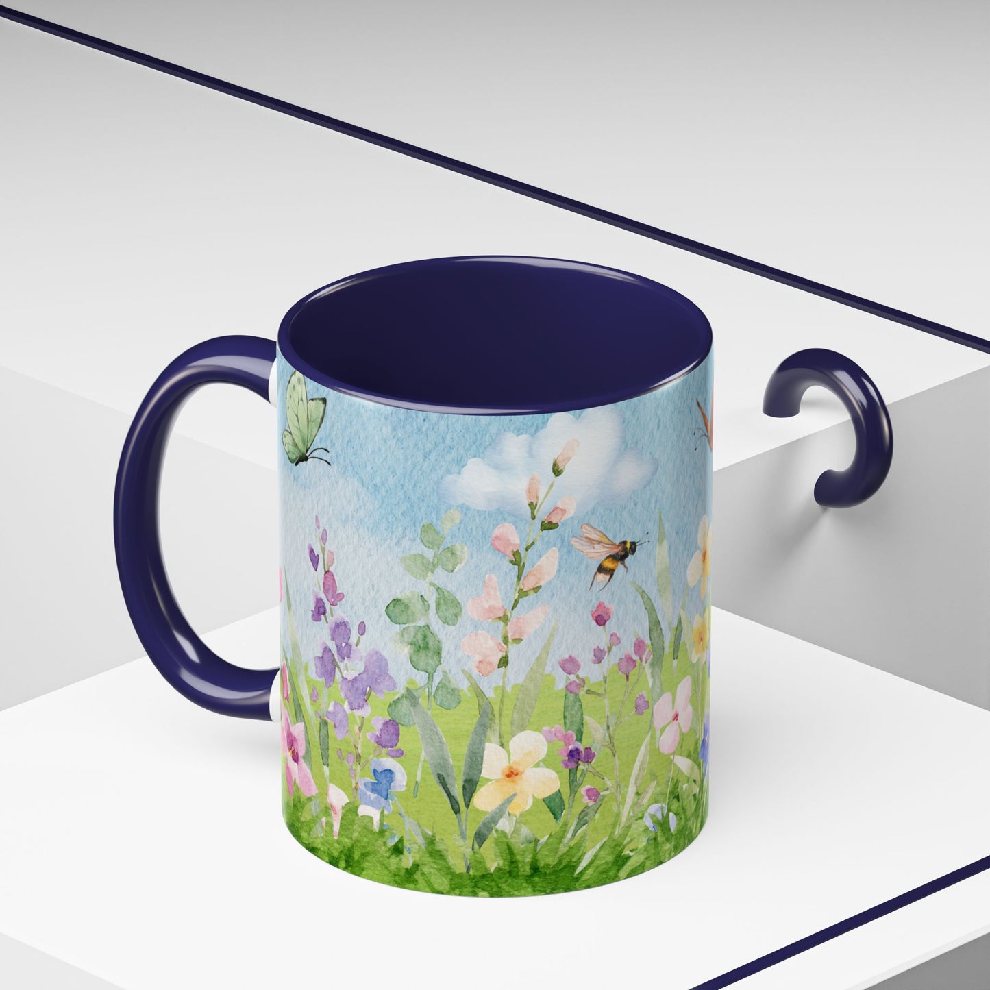 Butterfly Blossom Accent Coffee Mug - 11 & 15oz Floral Design for Nature Lovers