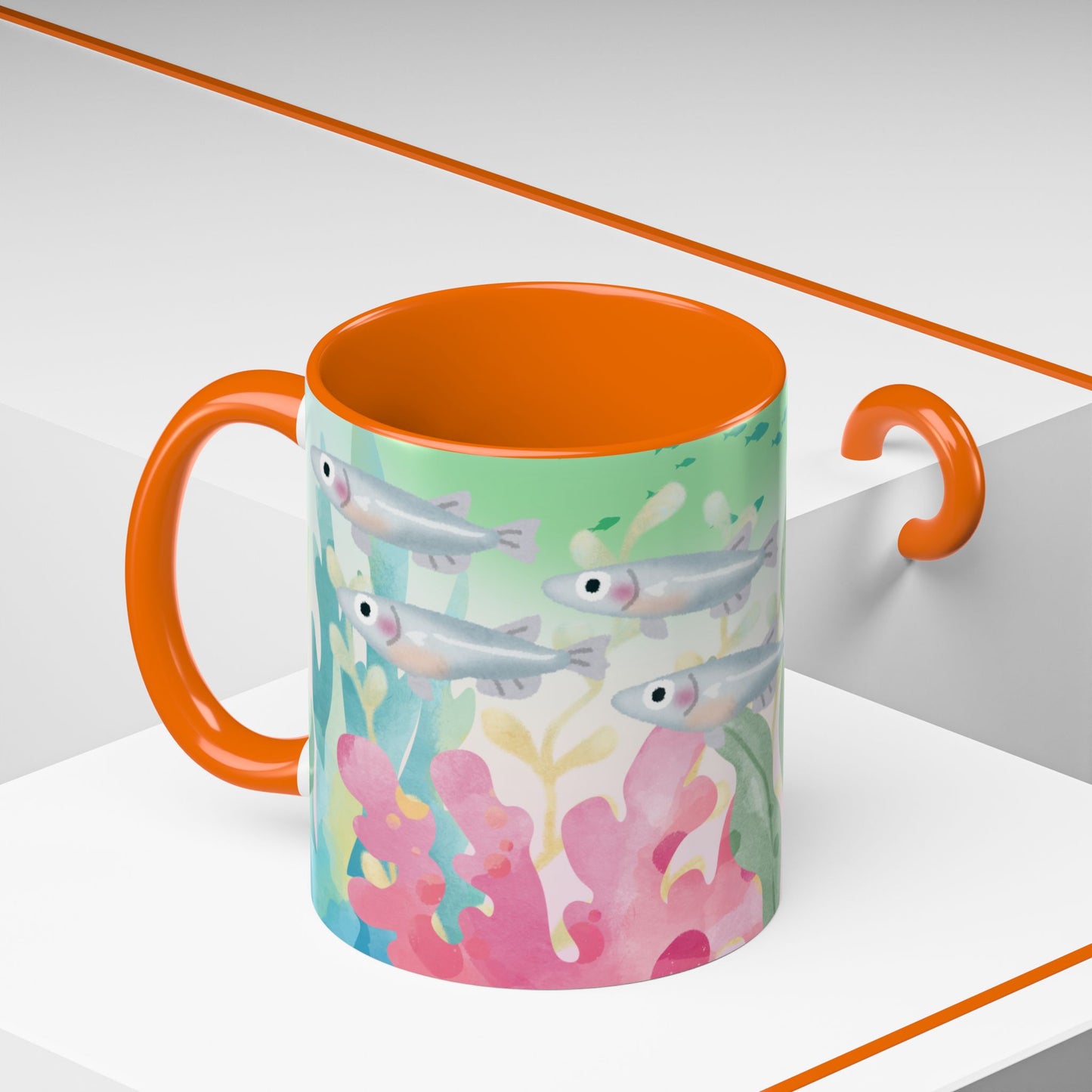 Colorful Coral Reef Accent Coffee Mug - Vibrant Ocean Life Design