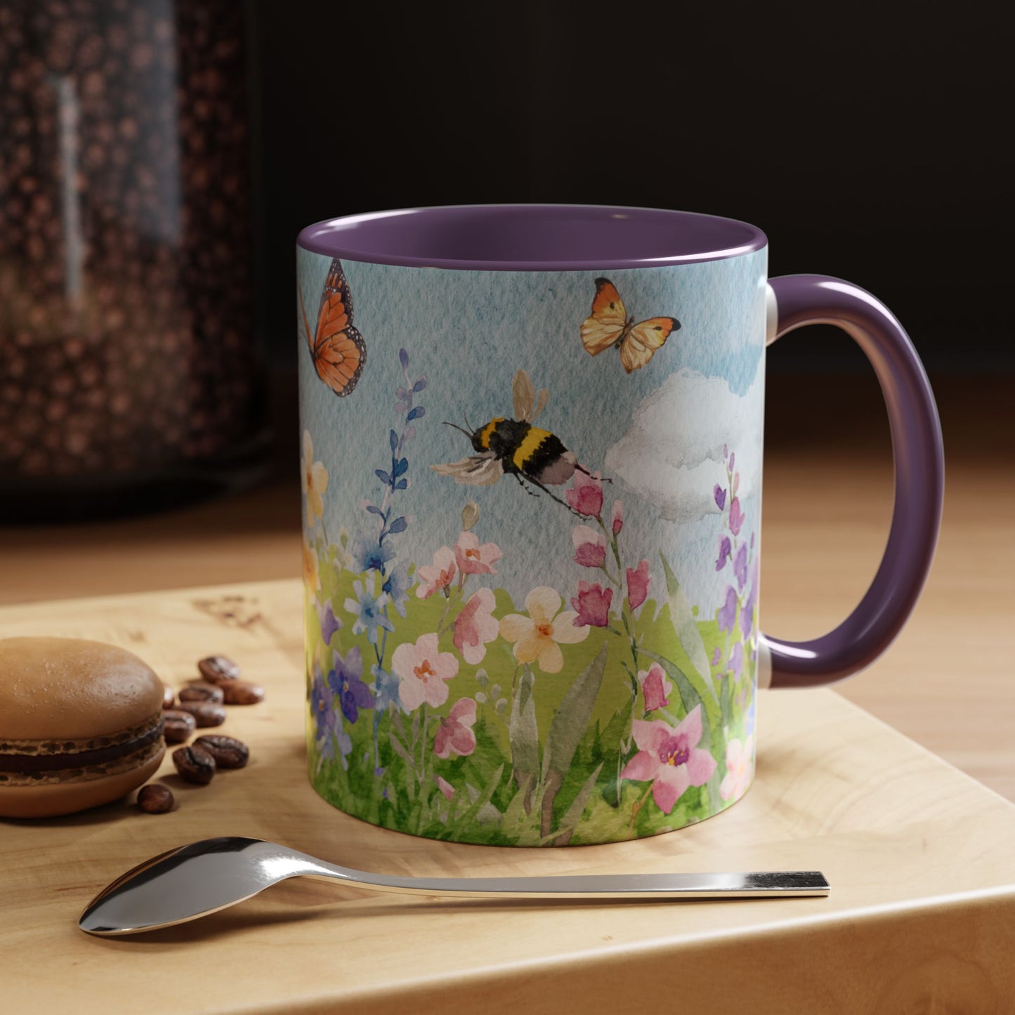Butterfly Blossom Accent Coffee Mug - 11 & 15oz Floral Design for Nature Lovers