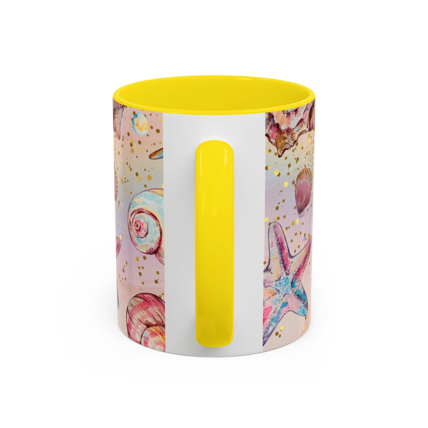 Beach-Themed Accent Coffee Mug - Vibrant Shells and Stars Design