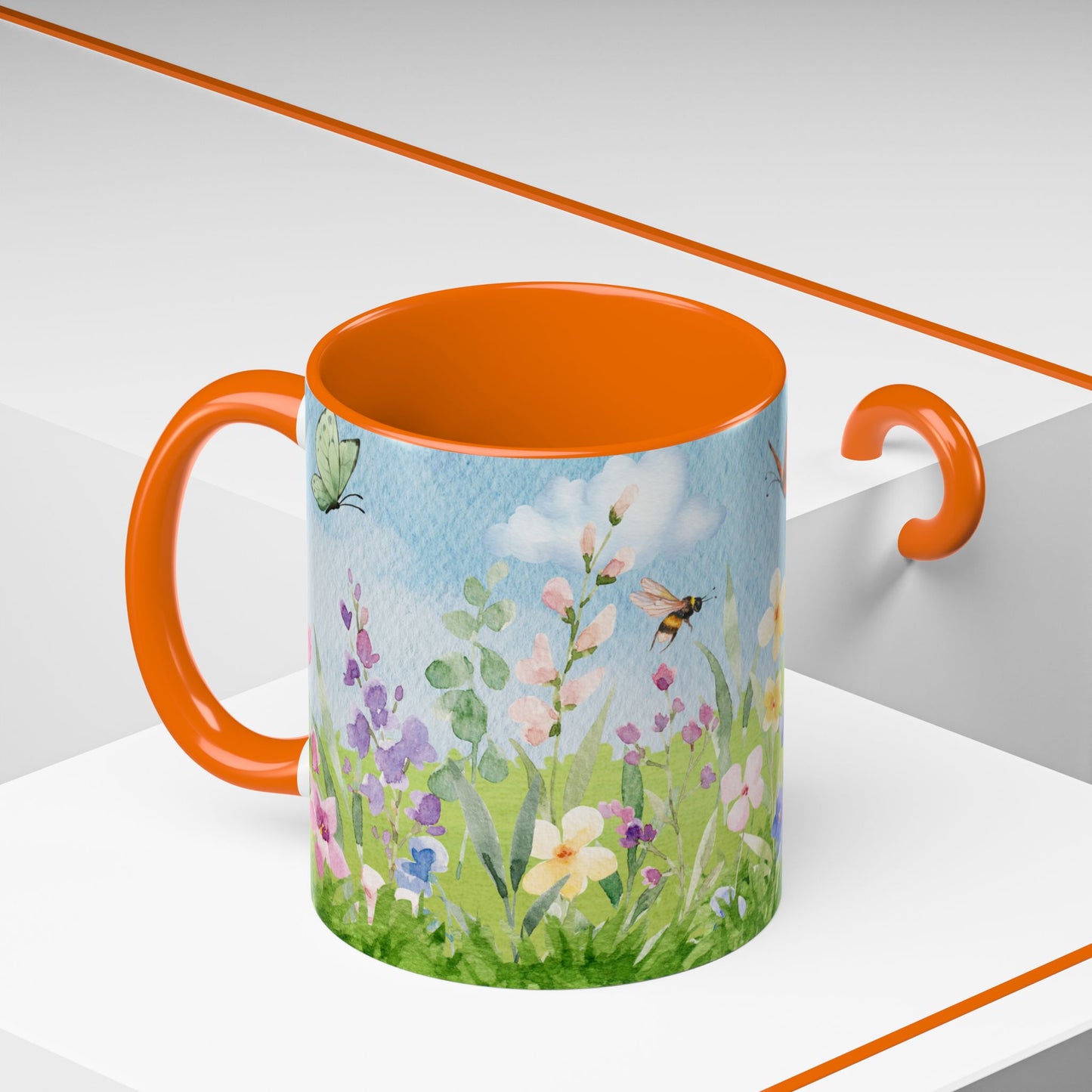 Butterfly Blossom Accent Coffee Mug - 11 & 15oz Floral Design for Nature Lovers