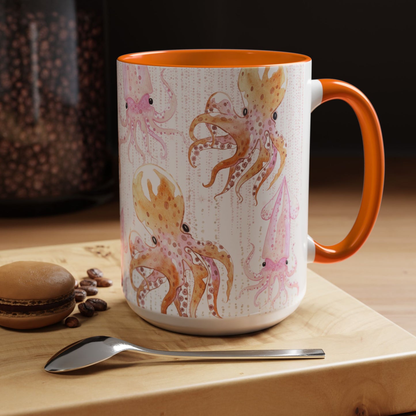 Whimsical Octopus & Squid Accent Coffee Mug - 11 & 15oz - Perfect for Sea Lovers