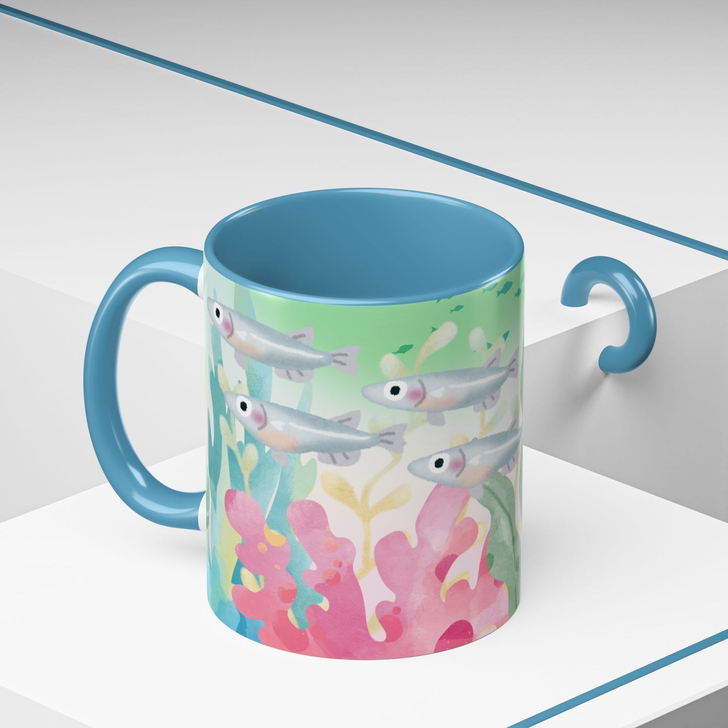 Colorful Coral Reef Accent Coffee Mug - Vibrant Ocean Life Design