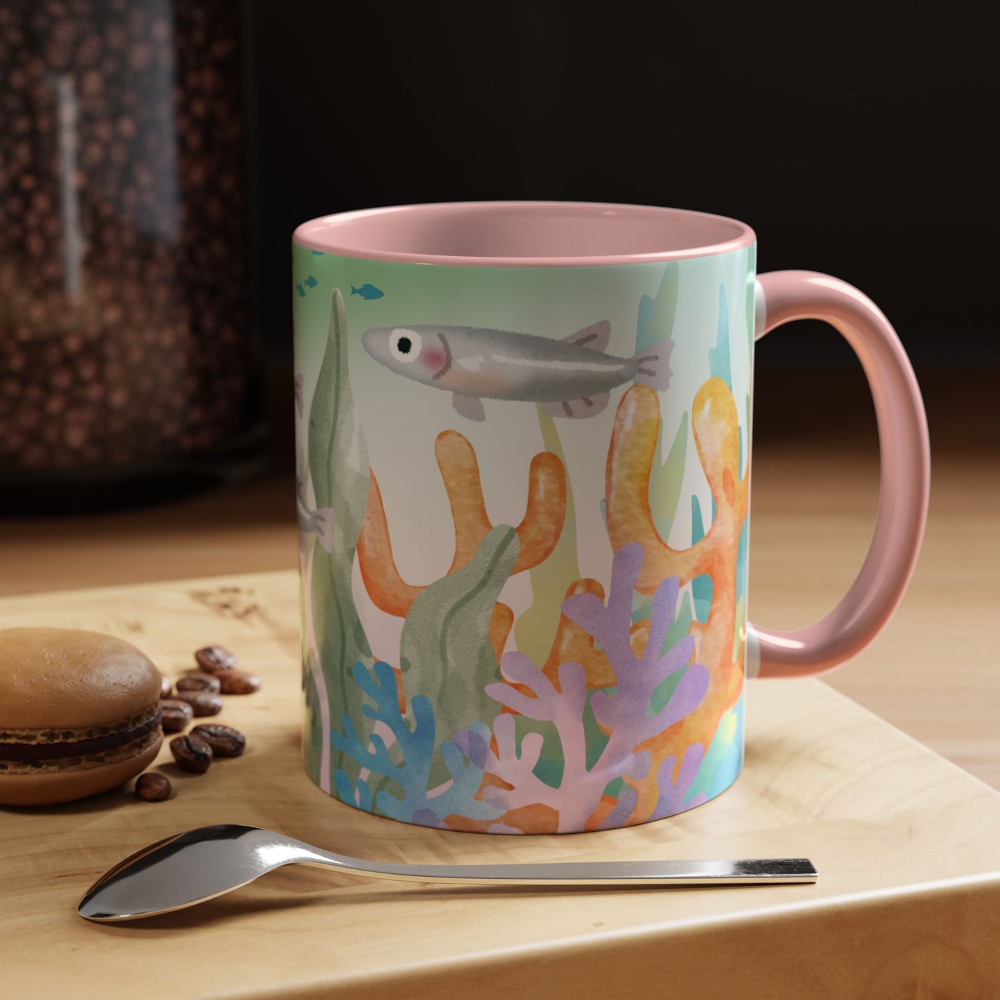 Colorful Coral Reef Accent Coffee Mug - Vibrant Ocean Life Design