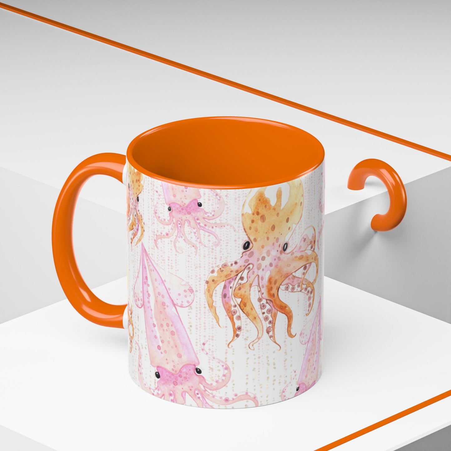 Whimsical Octopus & Squid Accent Coffee Mug - 11 & 15oz - Perfect for Sea Lovers