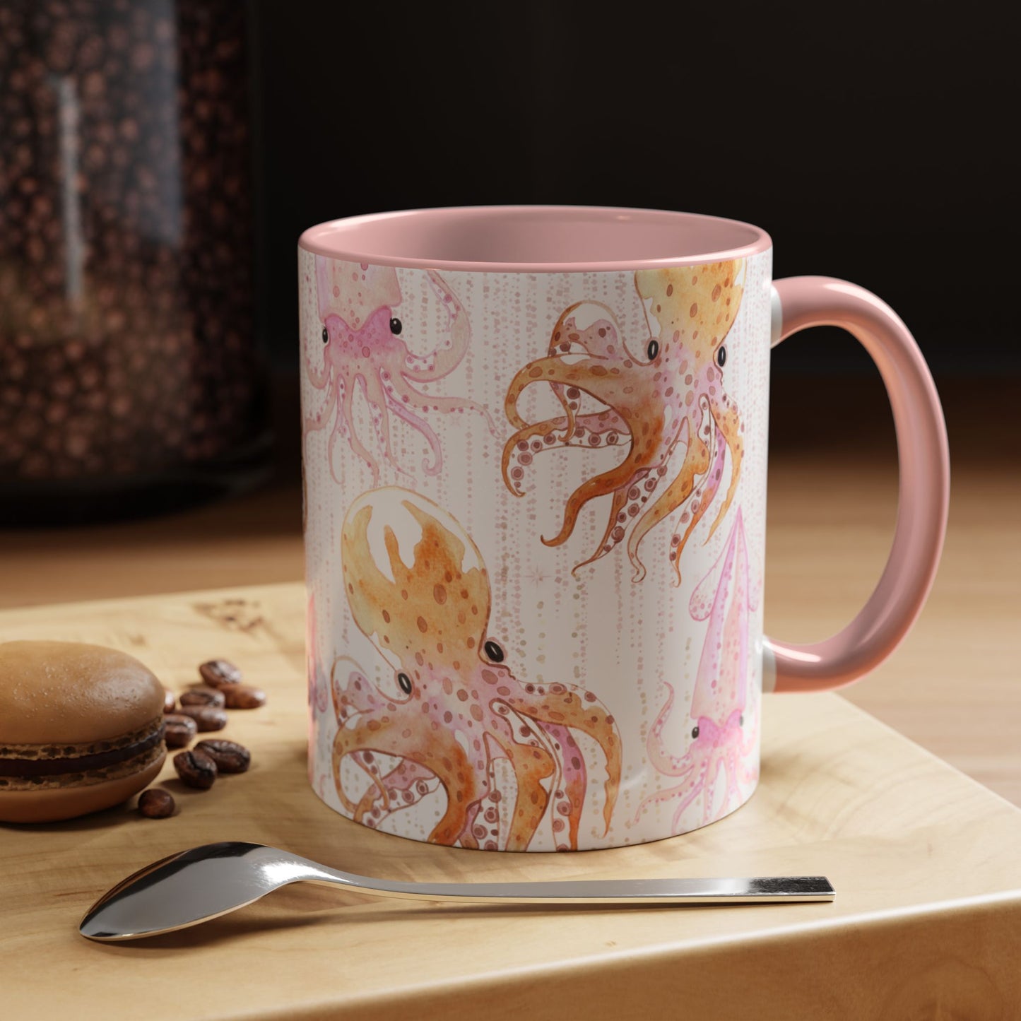 Whimsical Octopus & Squid Accent Coffee Mug - 11 & 15oz - Perfect for Sea Lovers