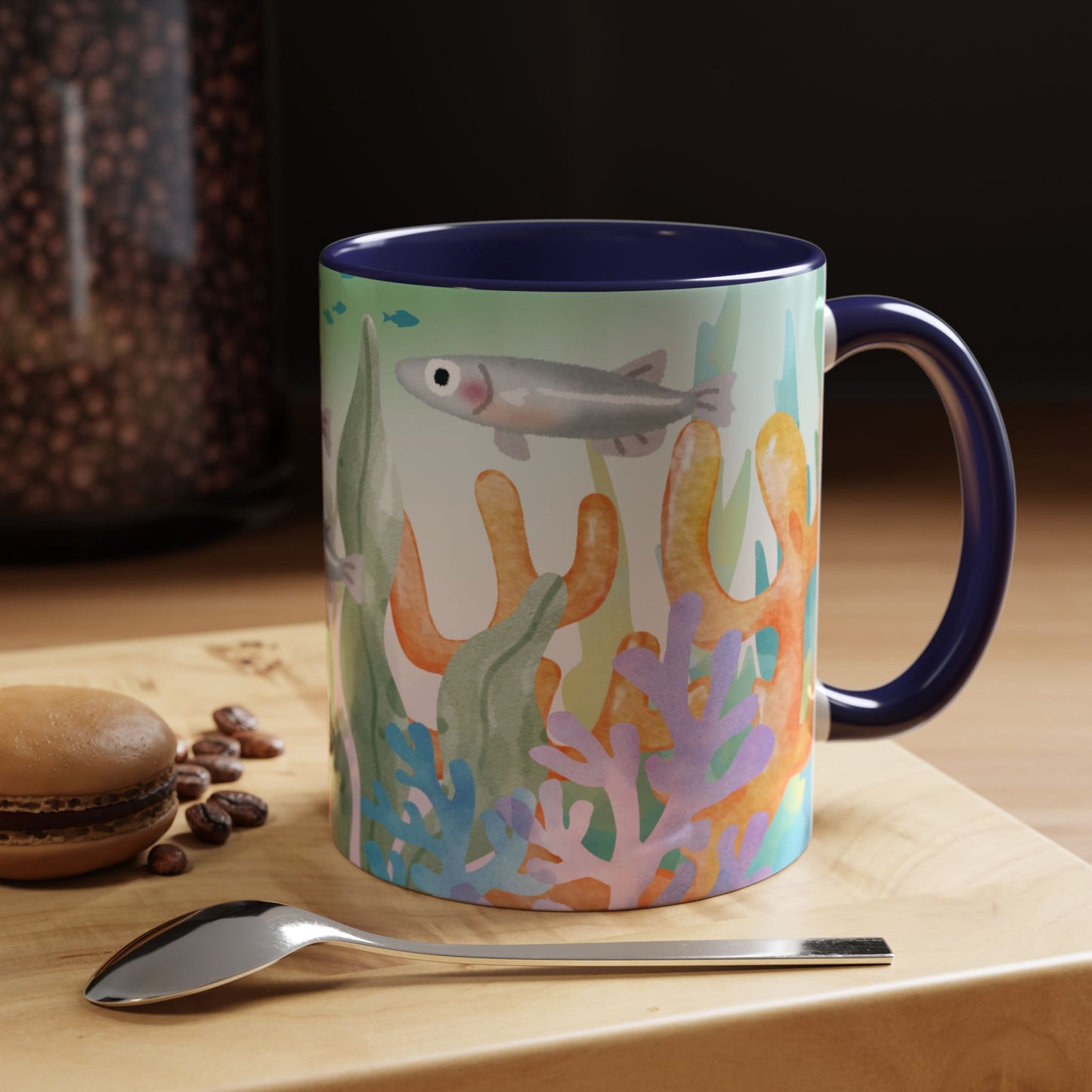 Colorful Coral Reef Accent Coffee Mug - Vibrant Ocean Life Design