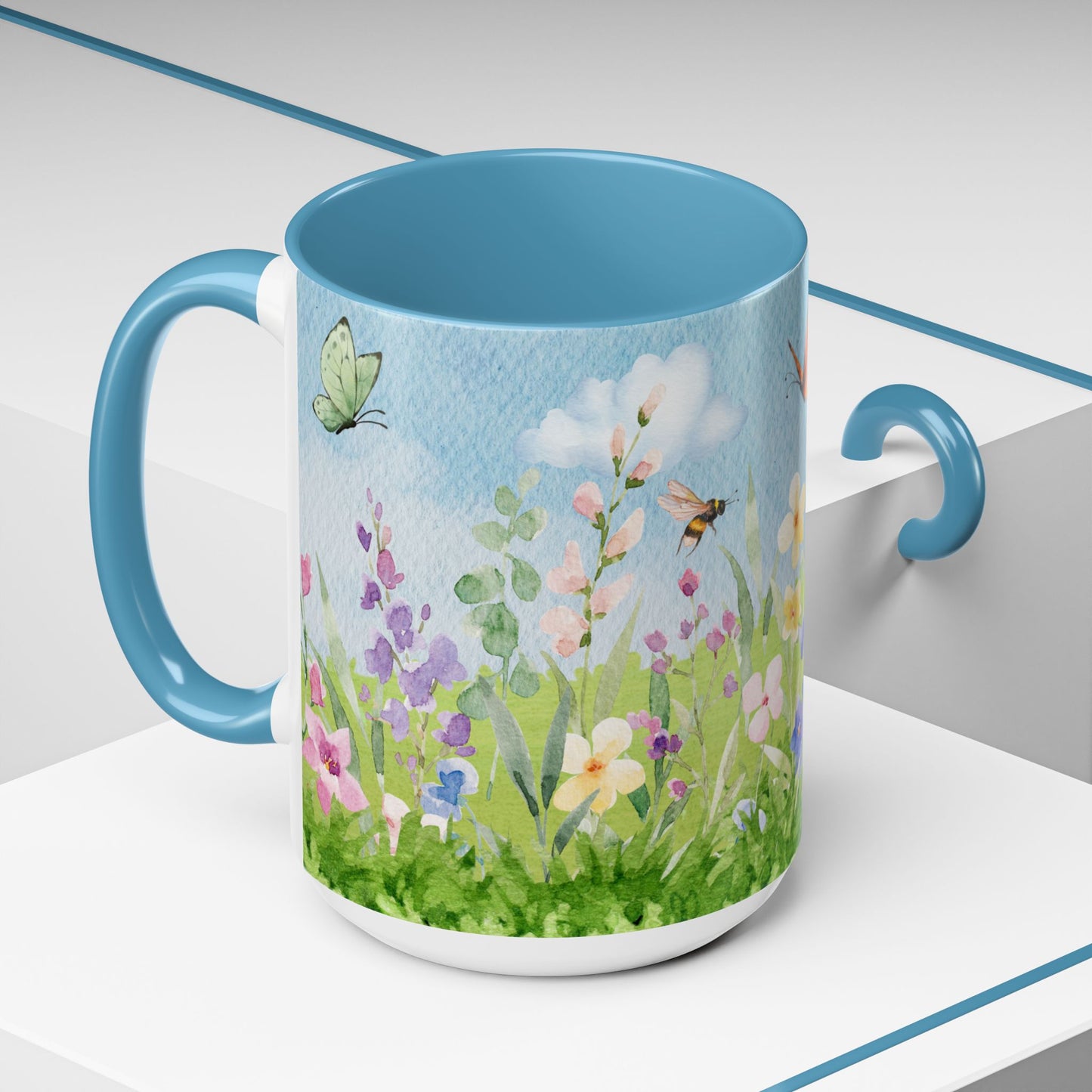 Butterfly Blossom Accent Coffee Mug - 11 & 15oz Floral Design for Nature Lovers