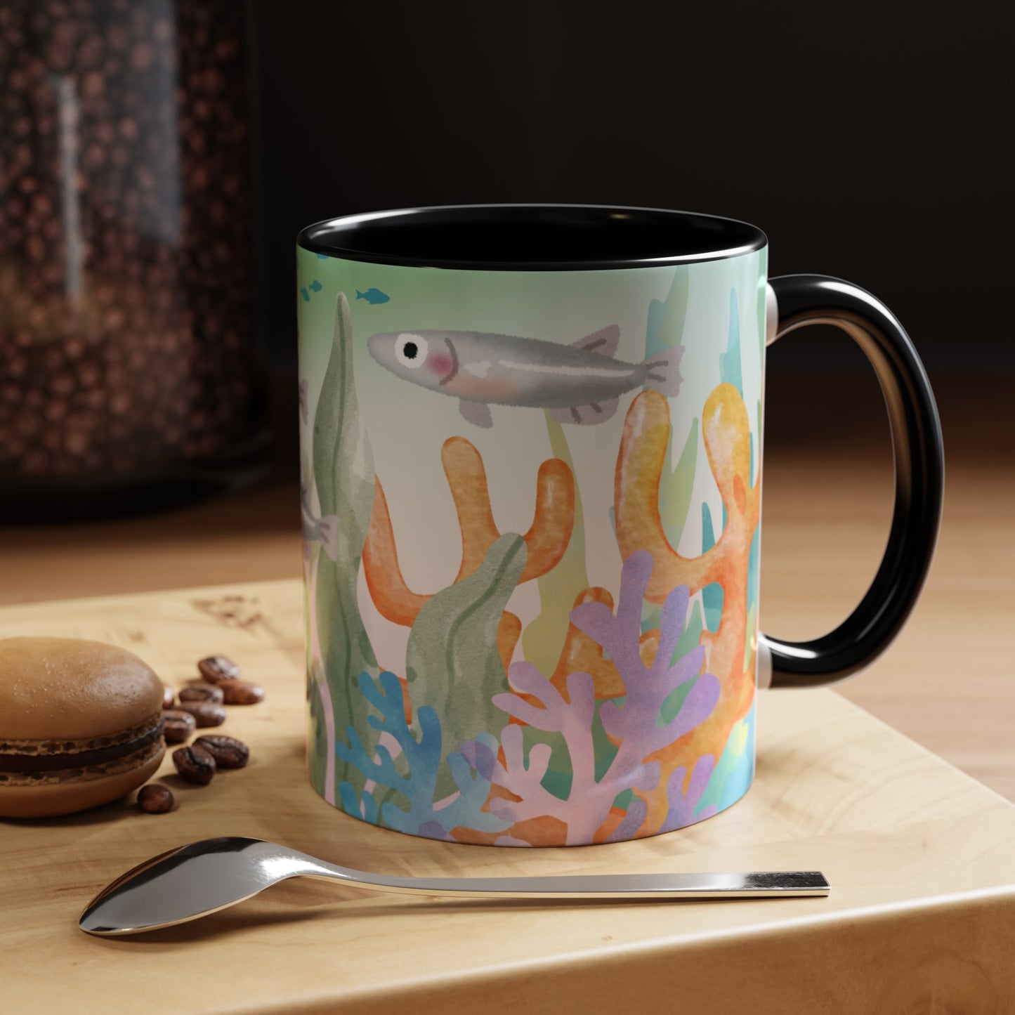 Colorful Coral Reef Accent Coffee Mug - Vibrant Ocean Life Design