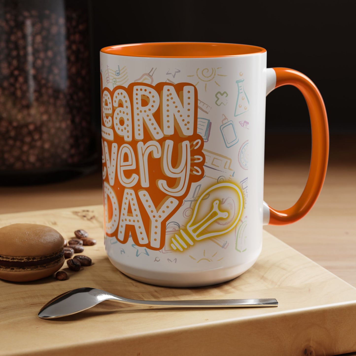 Inspirational Learn Every Day Coffee Mug - Colorful Accent Mug for Teachers & Students
