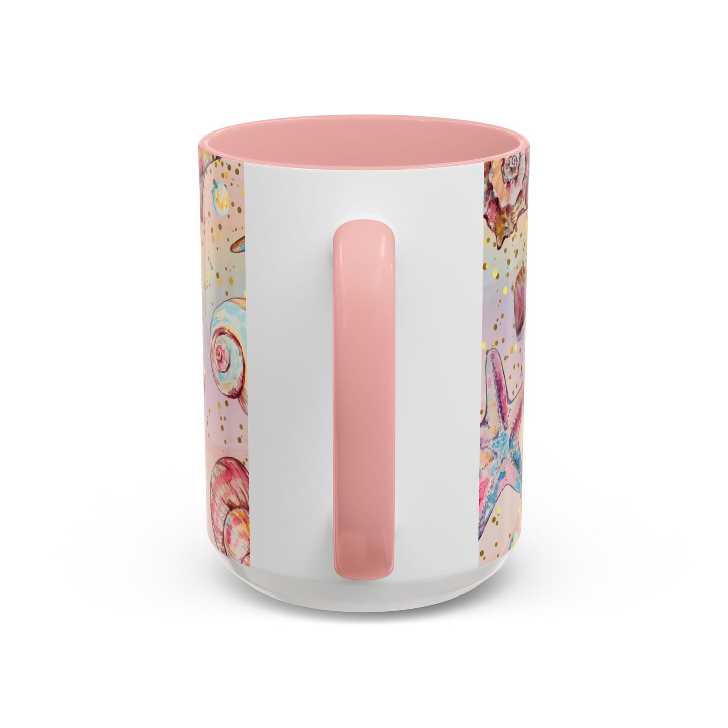 Beach-Themed Accent Coffee Mug - Vibrant Shells and Stars Design