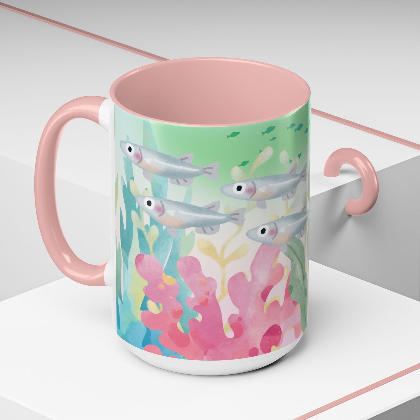 Colorful Coral Reef Accent Coffee Mug - Vibrant Ocean Life Design