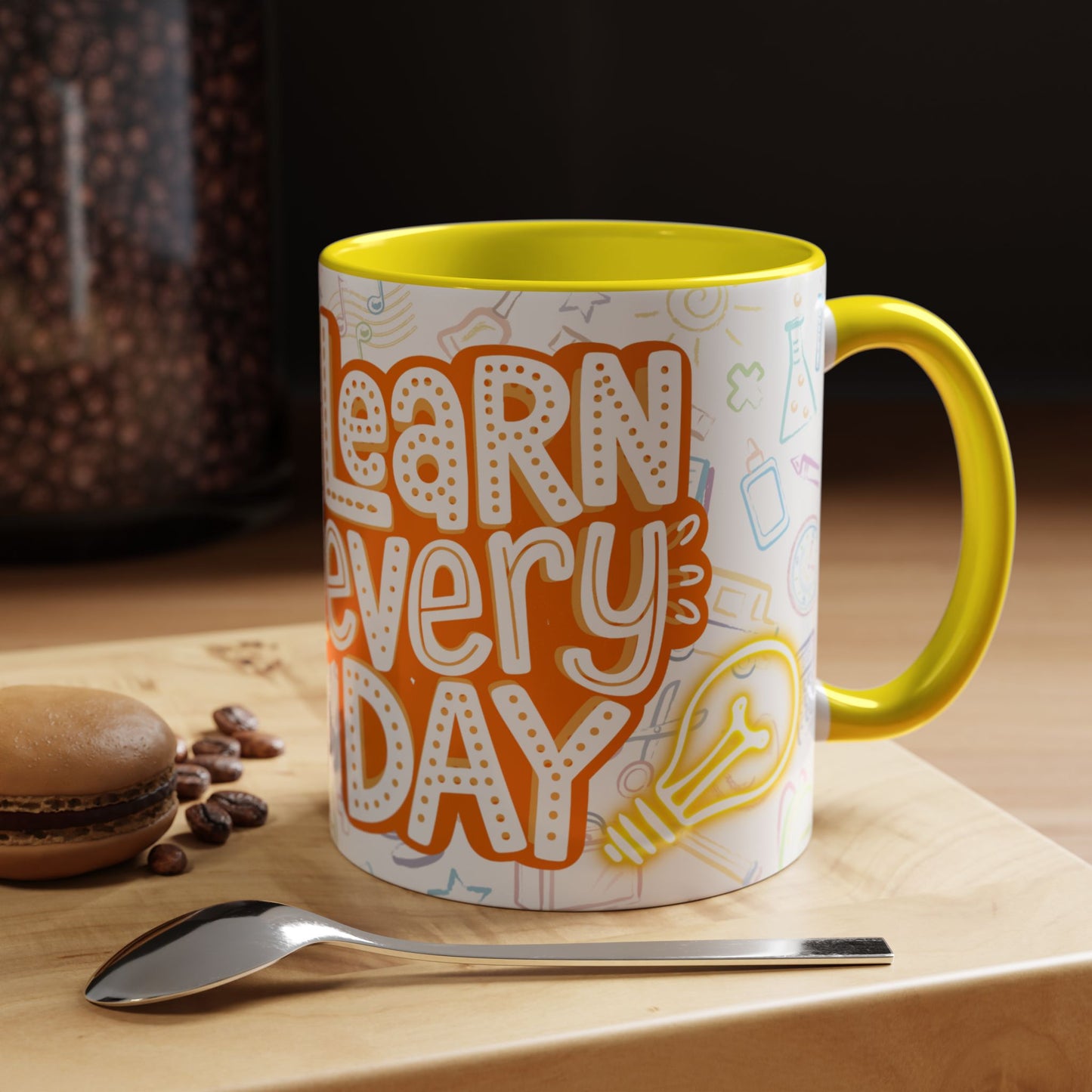 Inspirational Learn Every Day Coffee Mug - Colorful Accent Mug for Teachers & Students