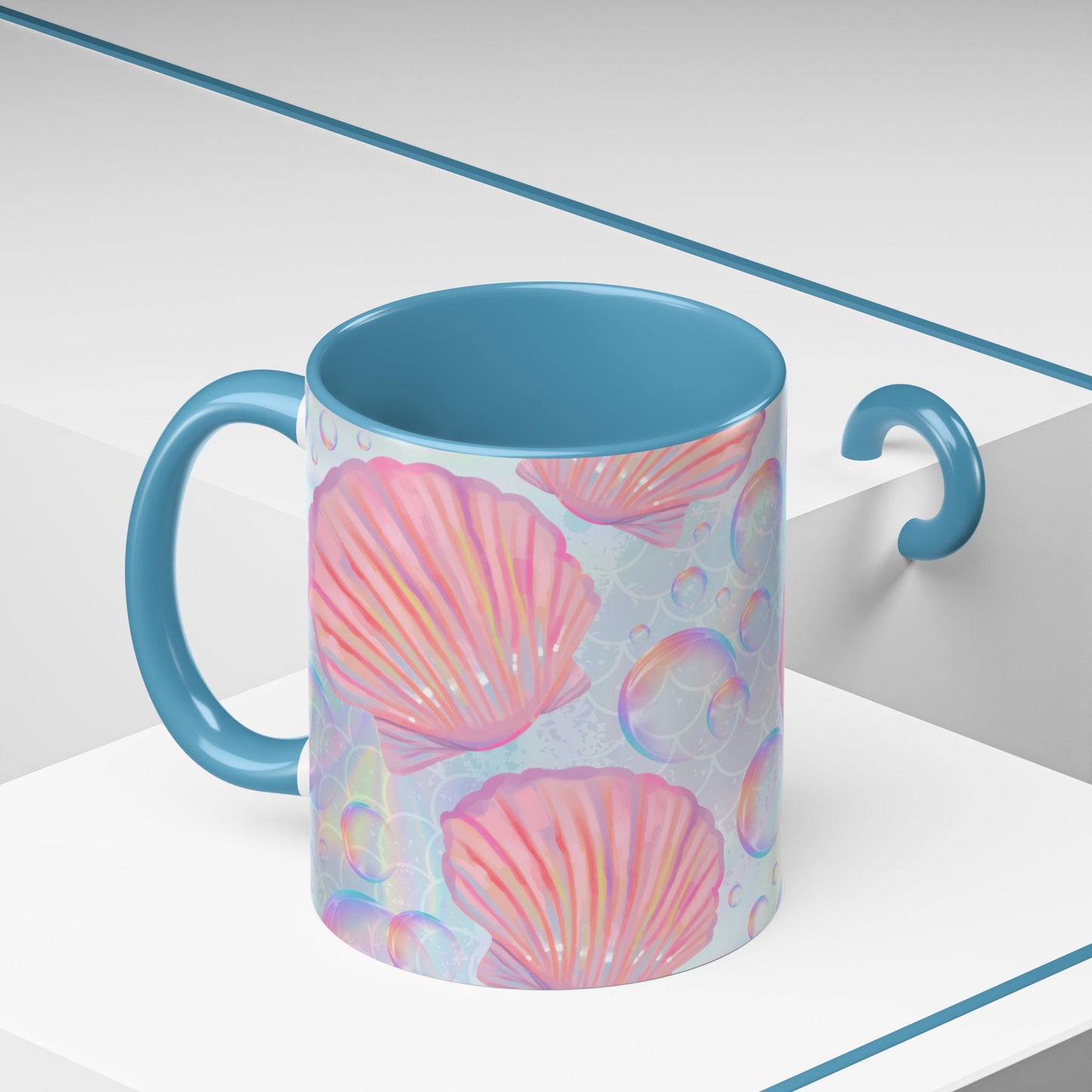 Pastel Seashells Coffee Mug - Ocean-Inspired Drinkware for Beach Lovers