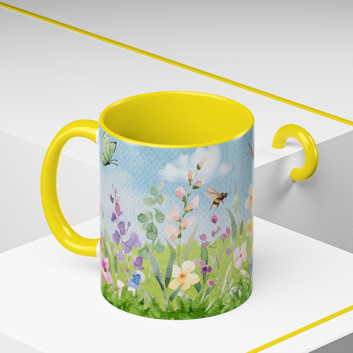 Butterfly Blossom Accent Coffee Mug - 11 & 15oz Floral Design for Nature Lovers
