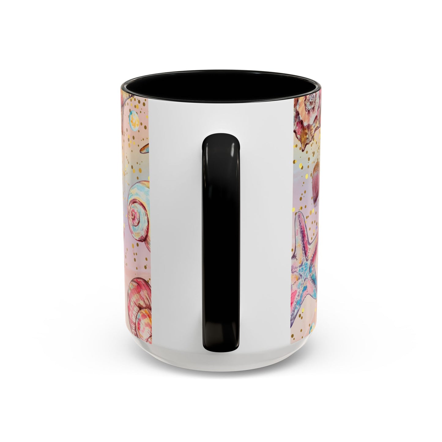 Beach-Themed Accent Coffee Mug - Vibrant Shells and Stars Design
