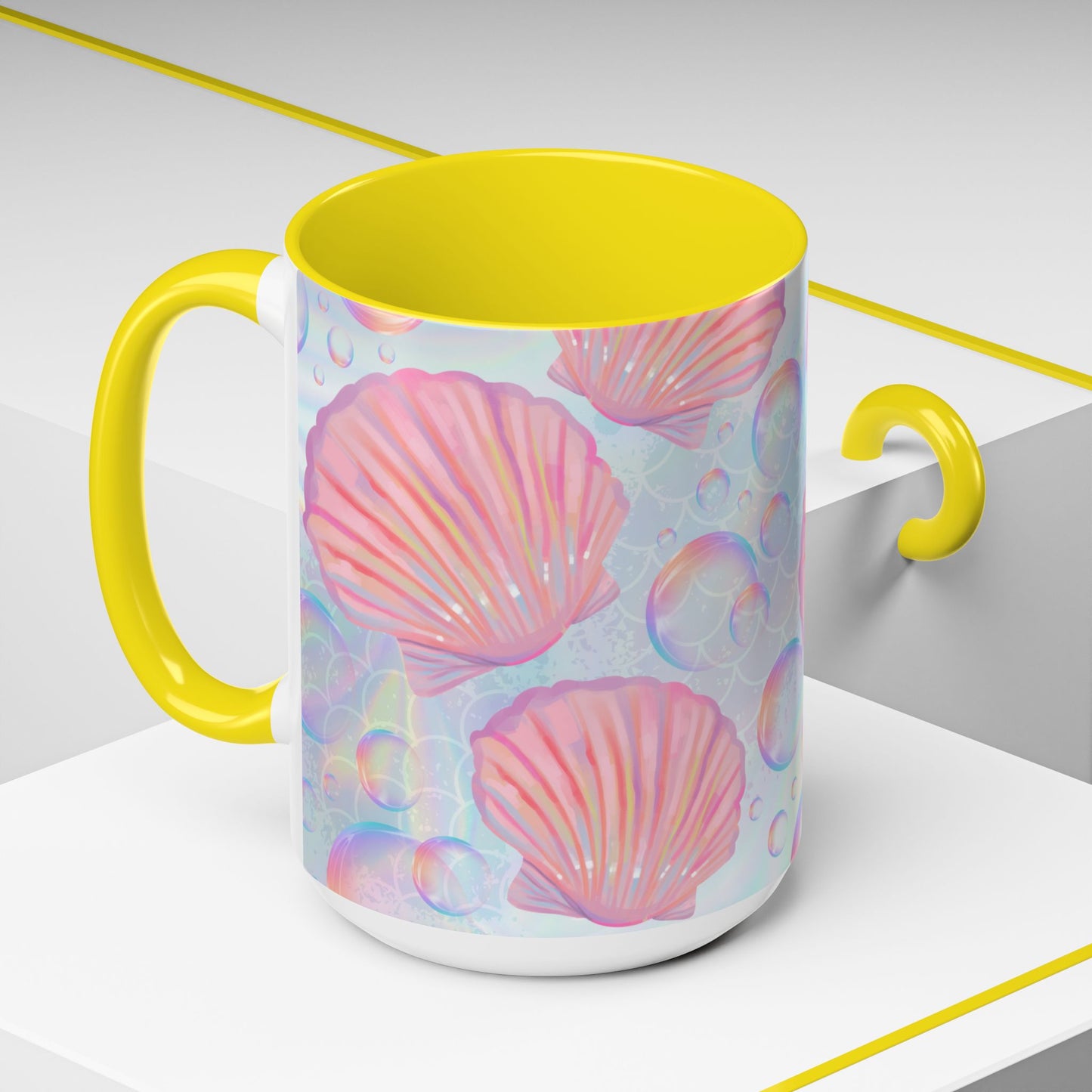 Pastel Seashells Coffee Mug - Ocean-Inspired Drinkware for Beach Lovers